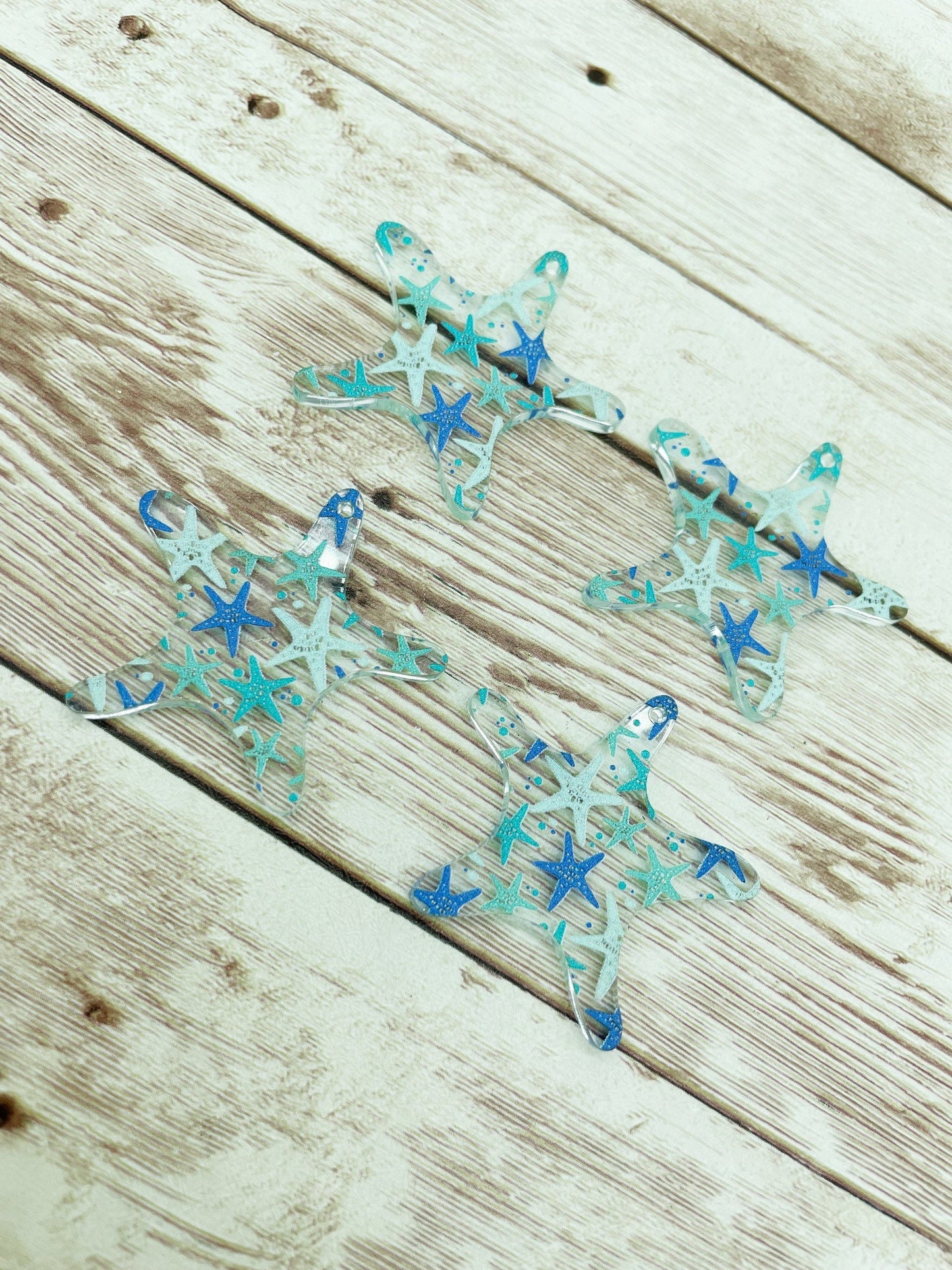 Patterned Acrylic Starfish Earring Blanks, DIY Jewelry Making