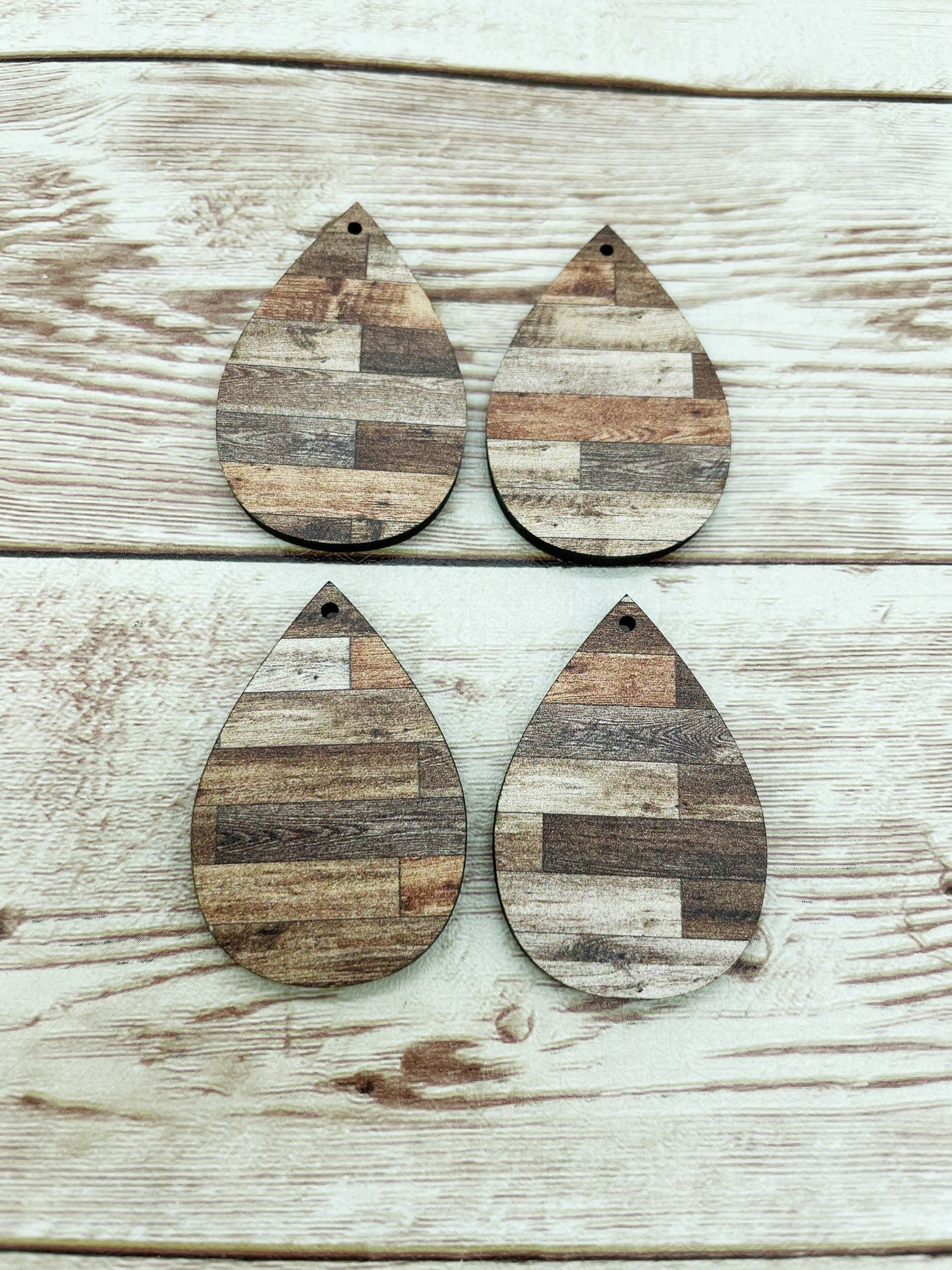 Patterned Rustic Wood Shiplap Teardrop Earring Blanks, DIY Jewelry Making