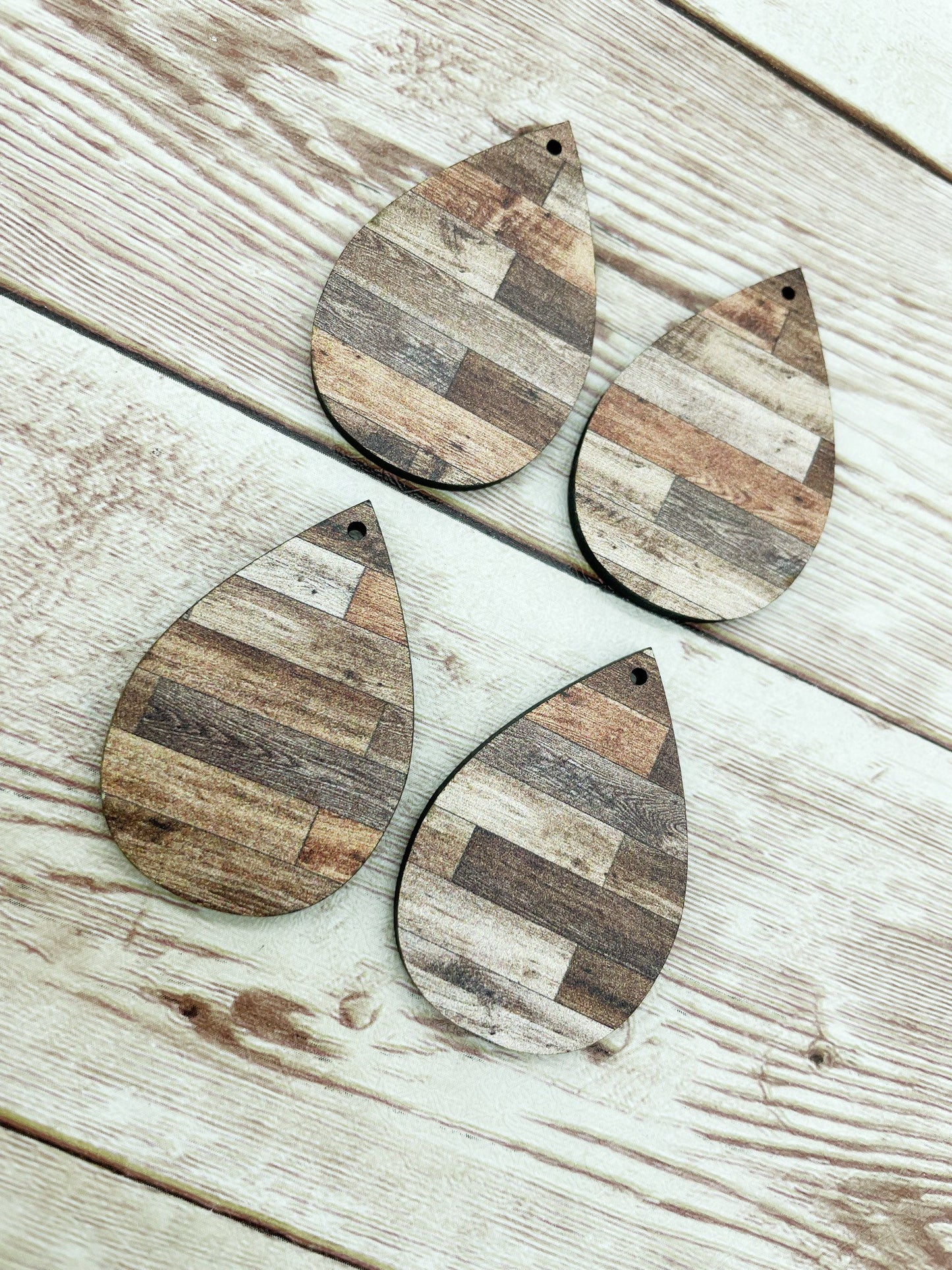 Patterned Rustic Wood Shiplap Teardrop Earring Blanks, DIY Jewelry Making