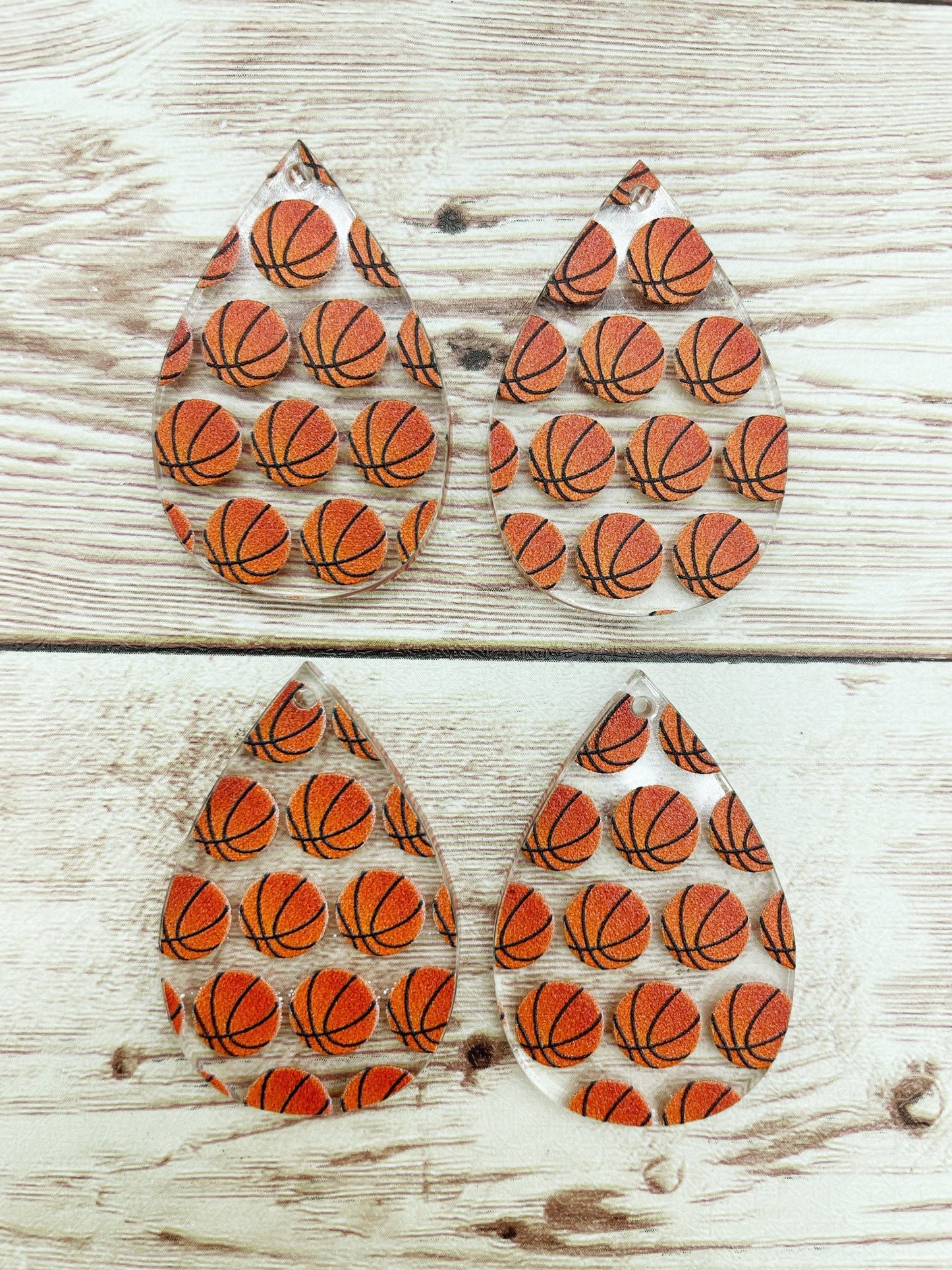 Patterned Basketball Print Acrylic Teardrop Earring Blanks, DIY Jewelry Making