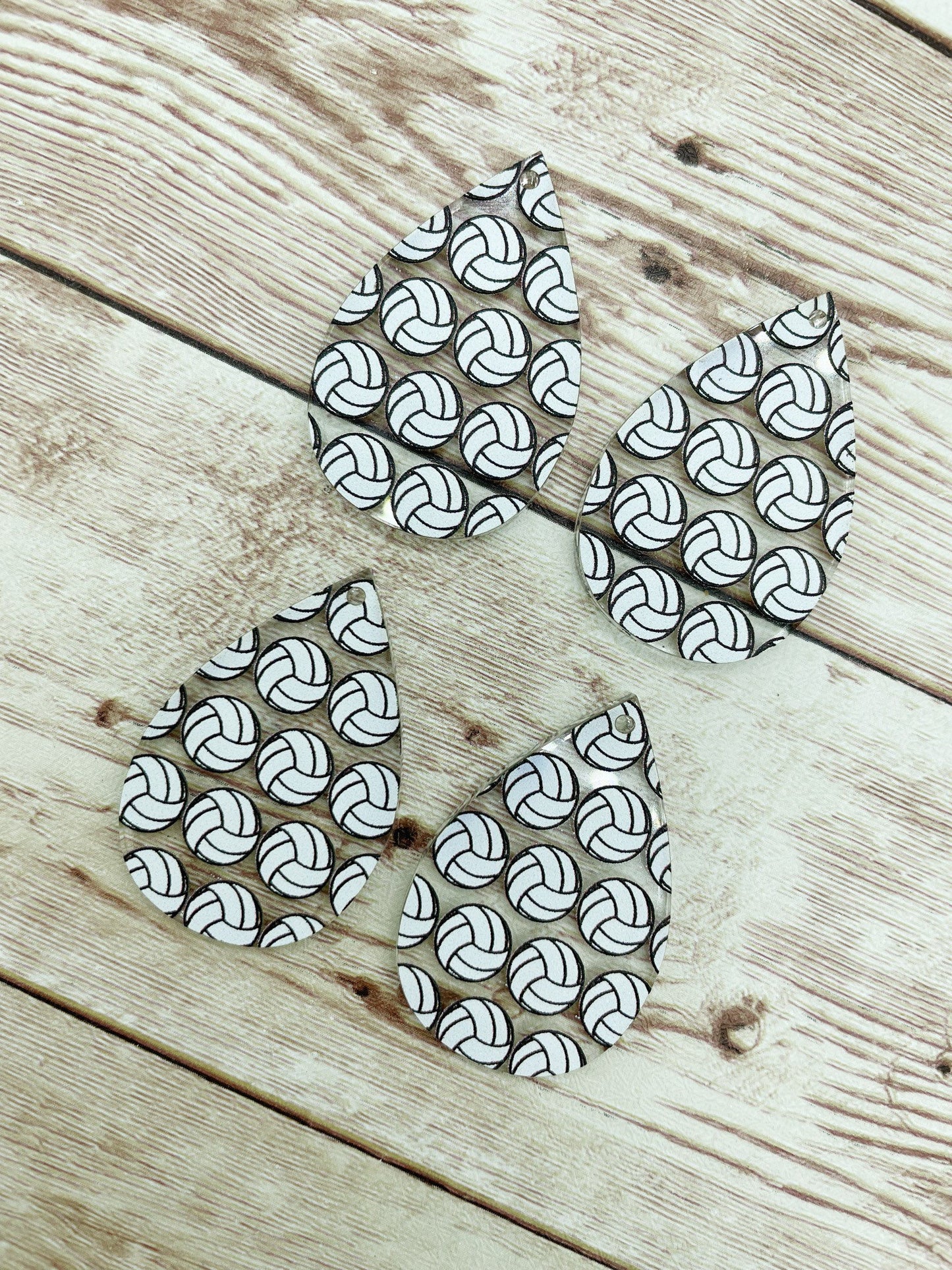 Patterned Volleyball Print Acrylic Teardrop Earring Blanks, DIY Jewelry Making