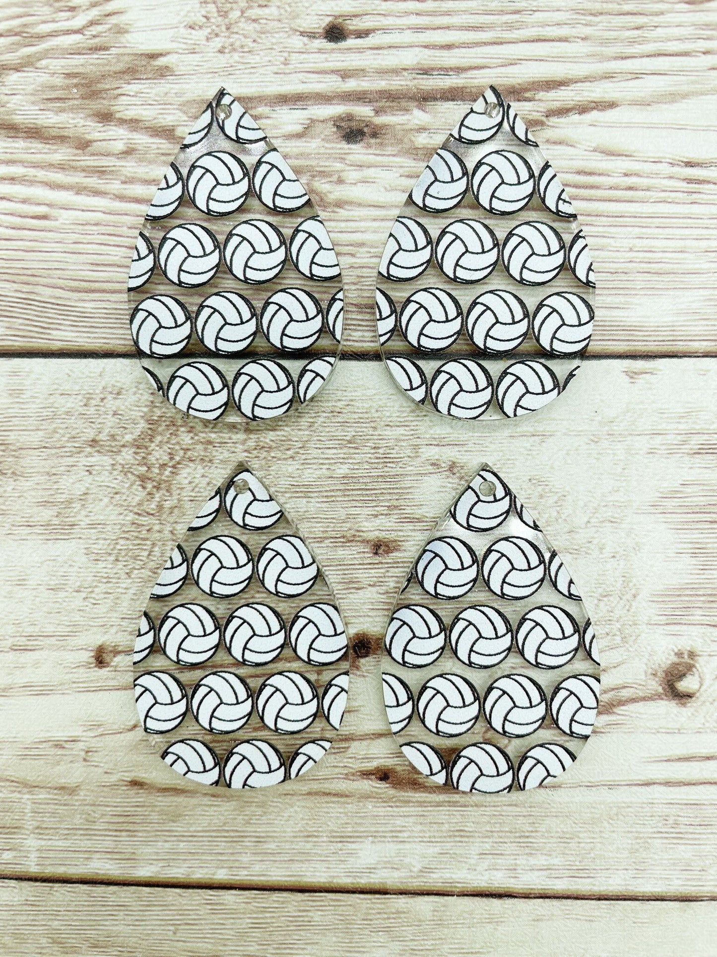 Patterned Volleyball Print Acrylic Teardrop Earring Blanks, DIY Jewelry Making