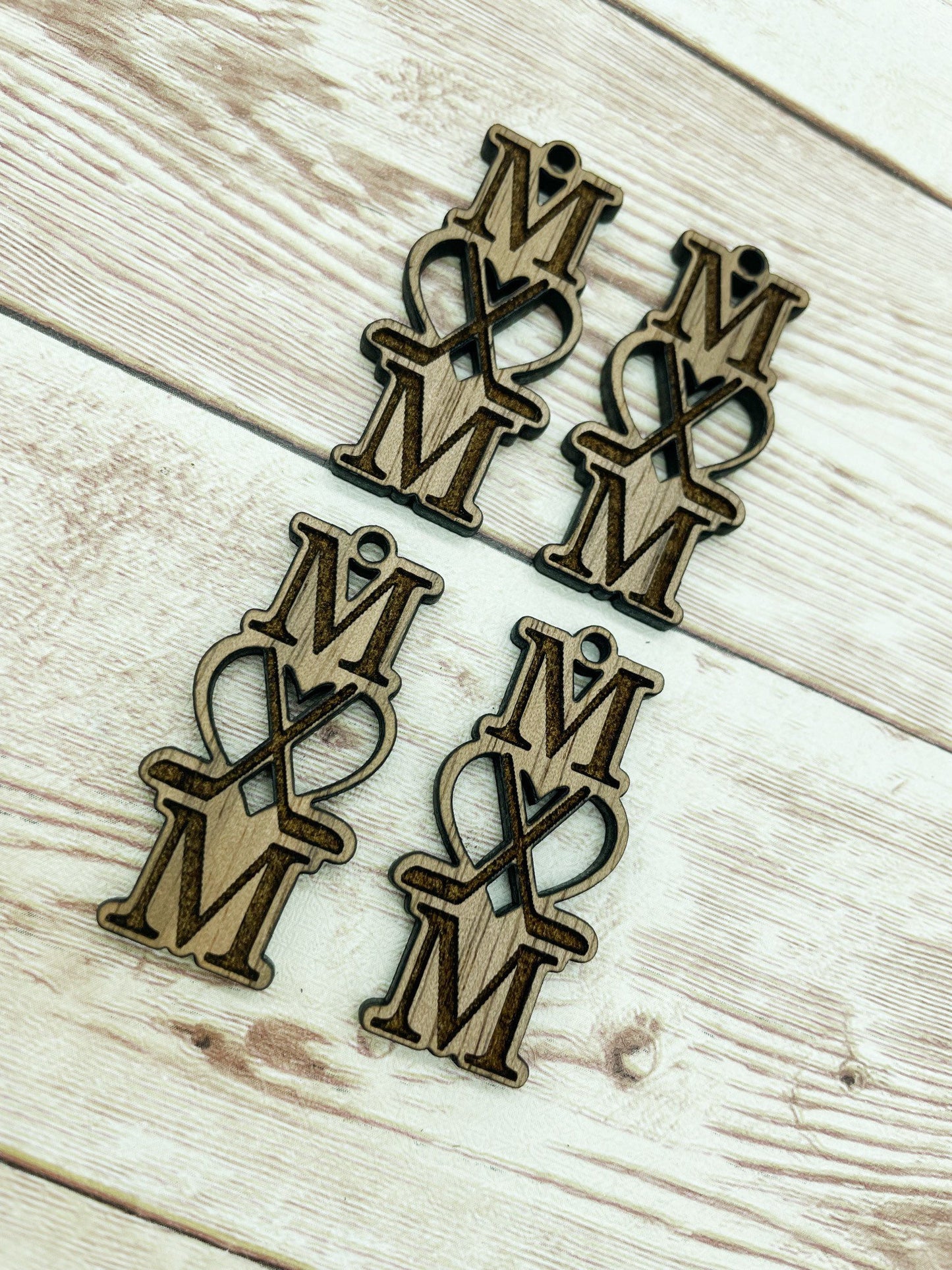 Wood Engraved Hockey Mom Sports Earring Blanks, Finished Walnut Blank, DIY Jewelry Making