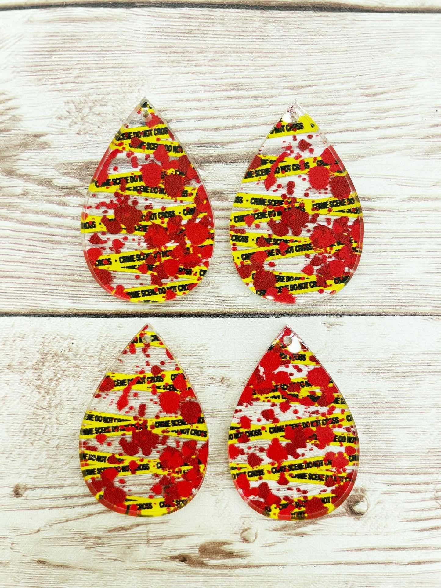 Patterned Crime Scene Blood Splatter Acrylic Teardrop Earring Blanks, DIY Jewelry Making