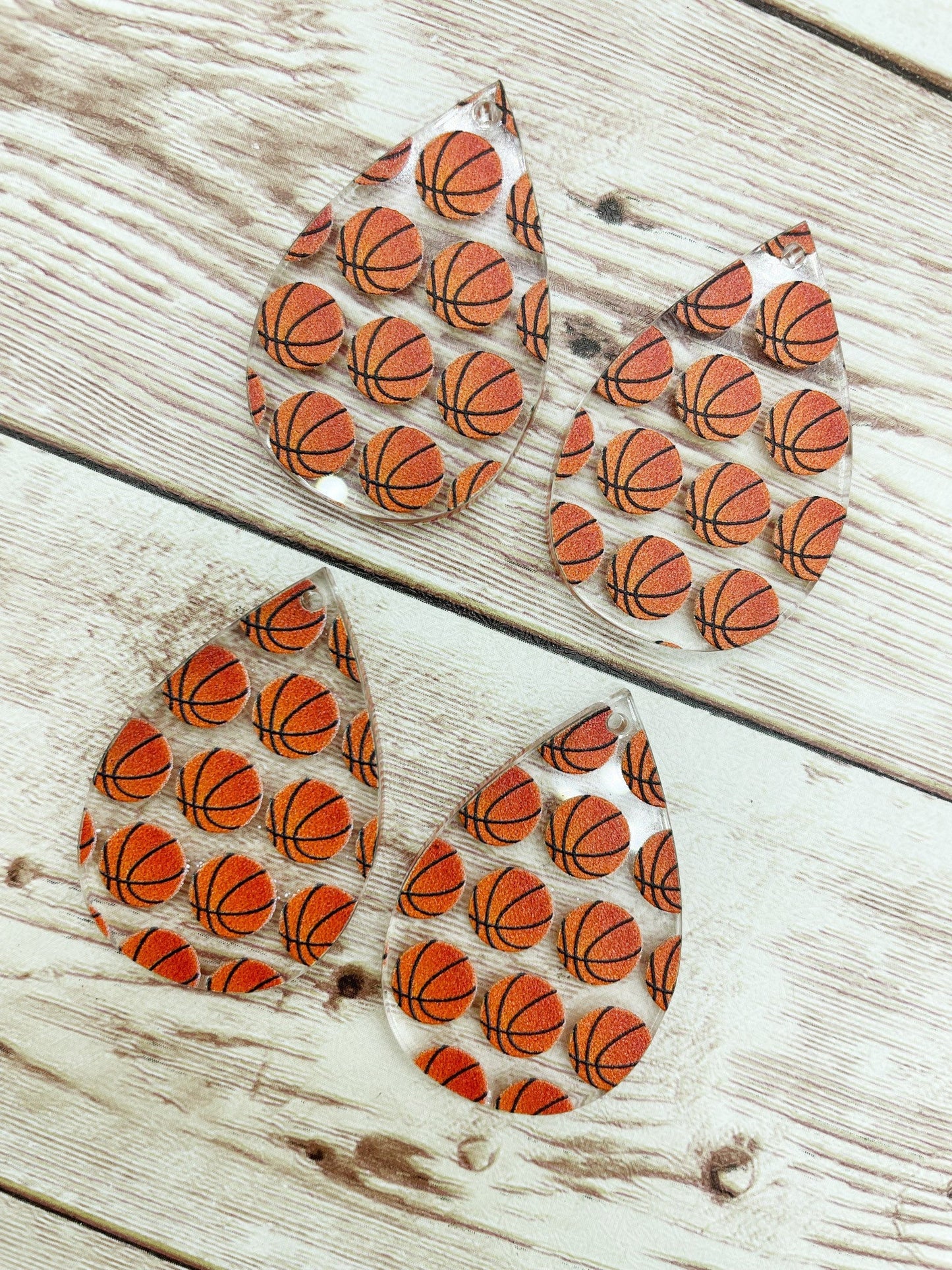 Patterned Basketball Print Acrylic Teardrop Earring Blanks, DIY Jewelry Making
