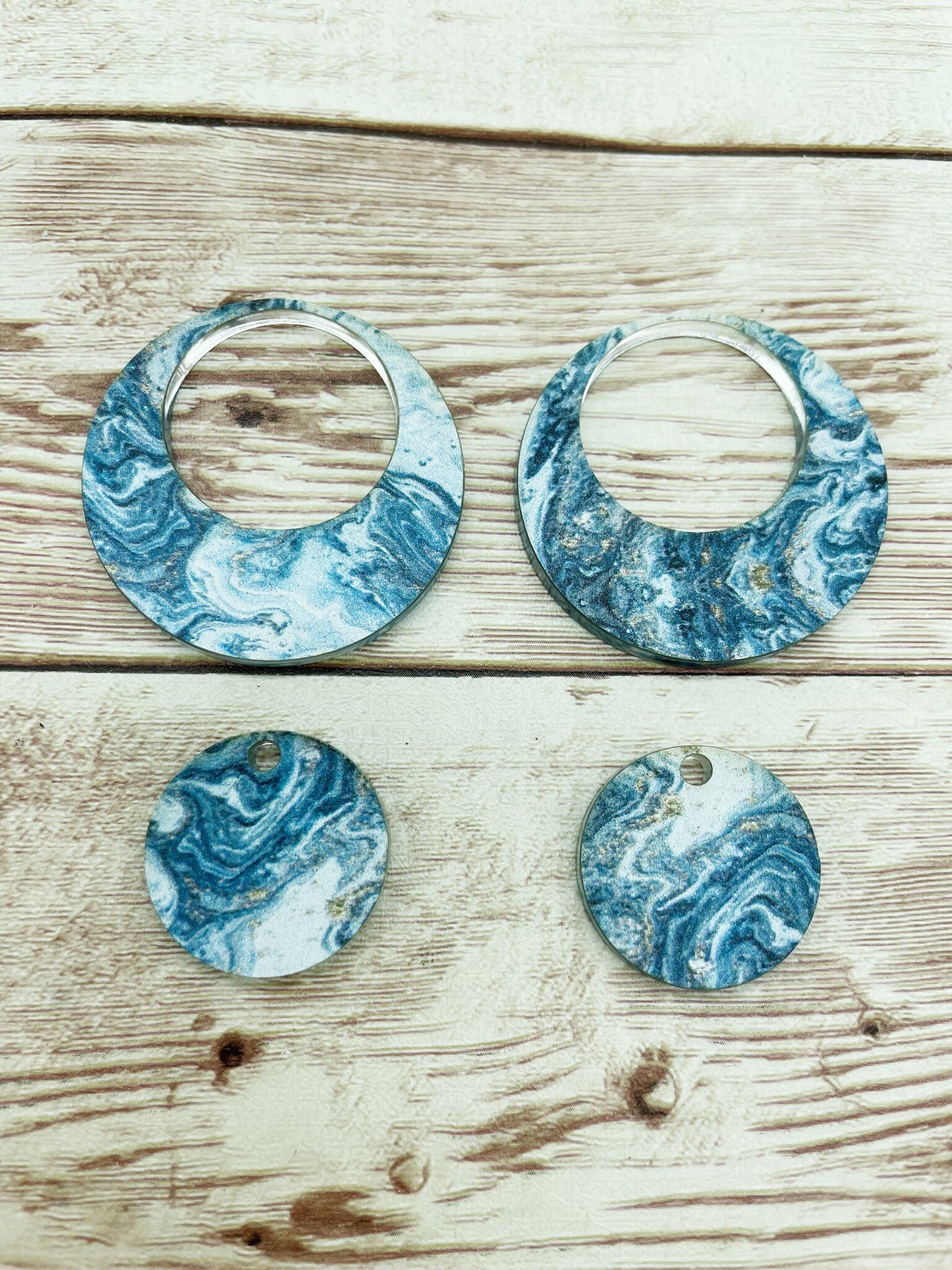 Patterned Marble Print Acrylic Set Earring Blanks, DIY Jewelry Making