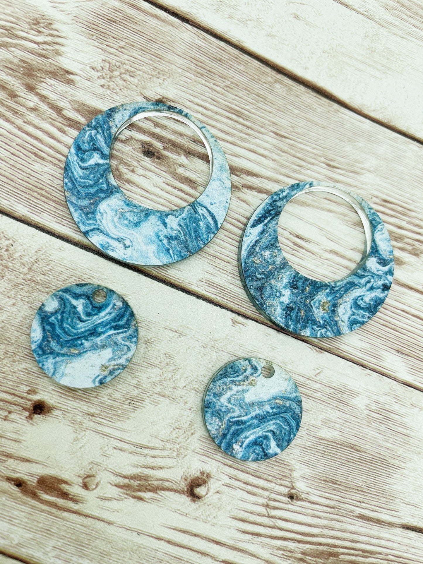 Patterned Marble Print Acrylic Set Earring Blanks, DIY Jewelry Making