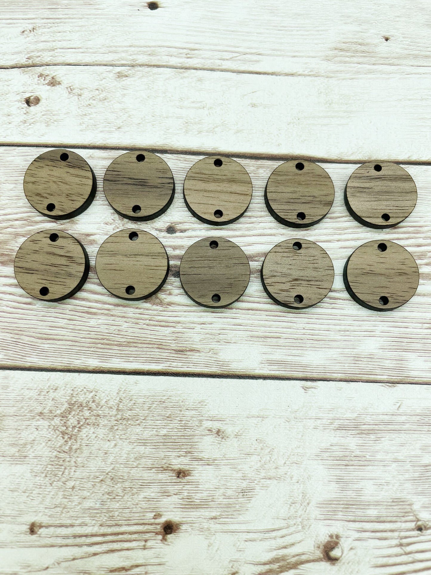 Wood Round Circle Earring Connectors Set of 5 Pair, Finished Walnut Blank, DIY Jewelry Making