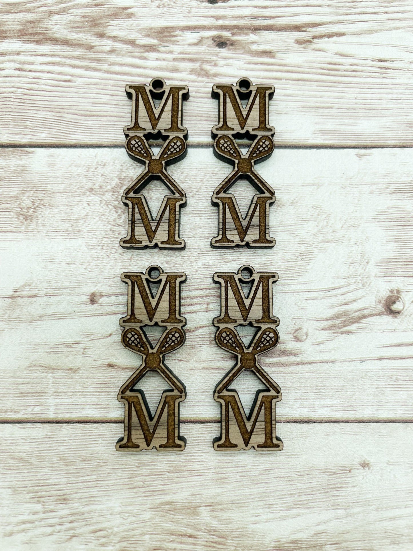Wood Engraved Lacrosse Mom Sports Earring Blanks, Finished Walnut Blank, DIY Jewelry Making