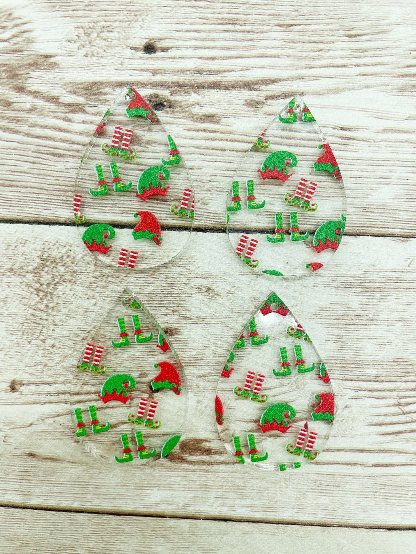 Patterned Elf Print Acrylic Teardrop Earring Blanks, DIY Jewelry Making