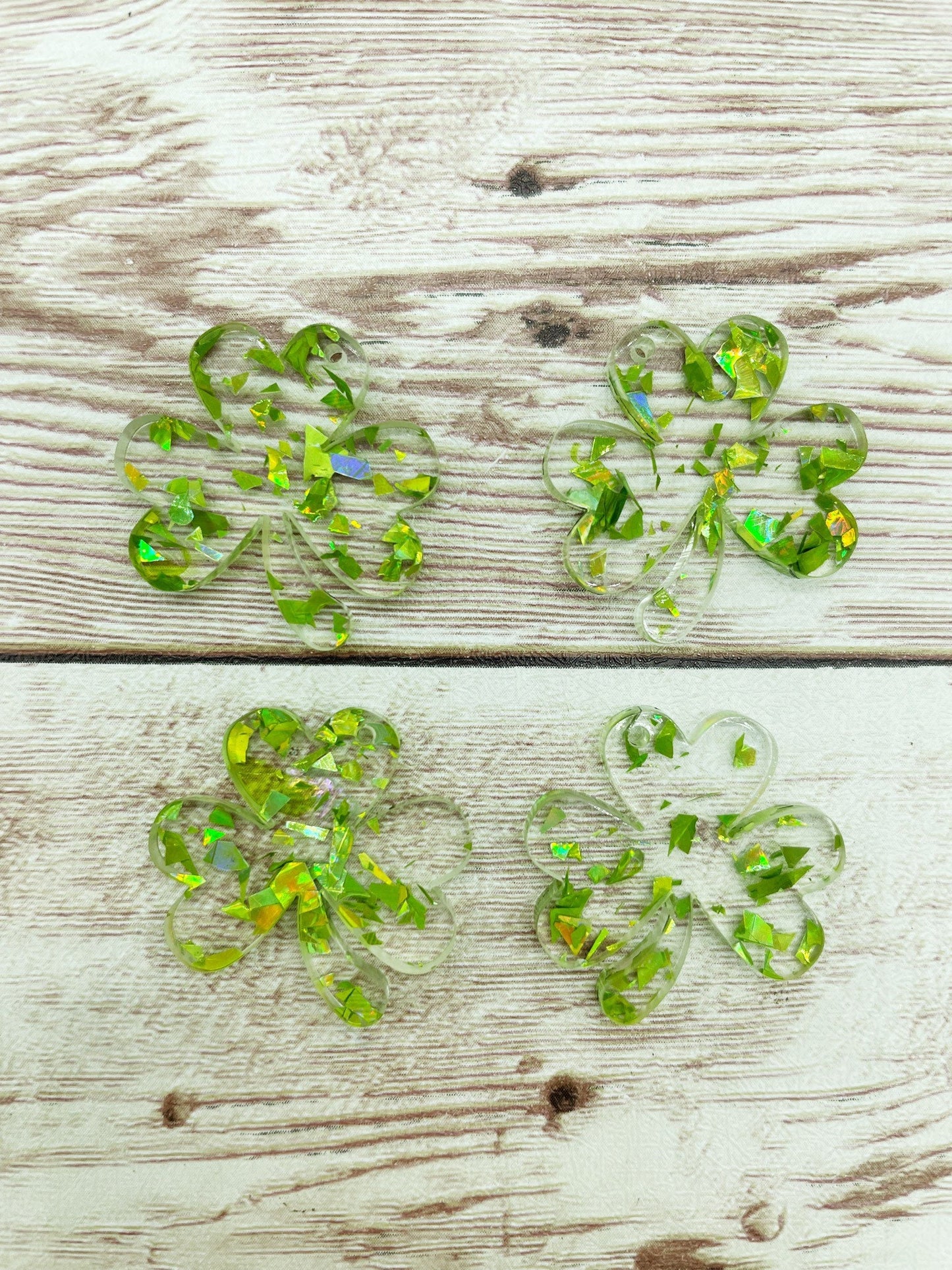 Green Glitter Shamrock Acrylic Earring Blanks, DIY Jewelry Making