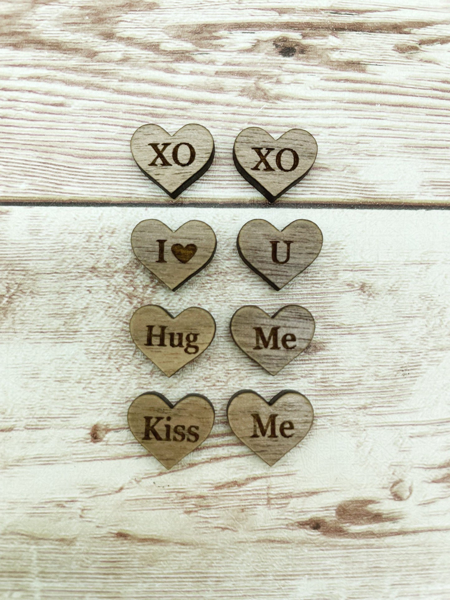 Finished Walnut Conversation Heart Earring Blanks Set of 4 Pair DIY Jewelry Making