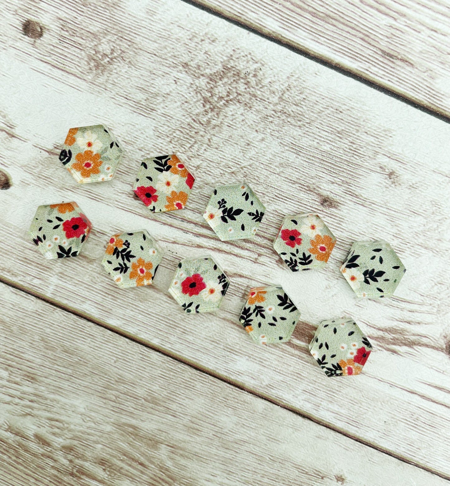 Grey Floral Acrylic Stud Earring Blanks Set of 5 Pair DIY Jewelry Making