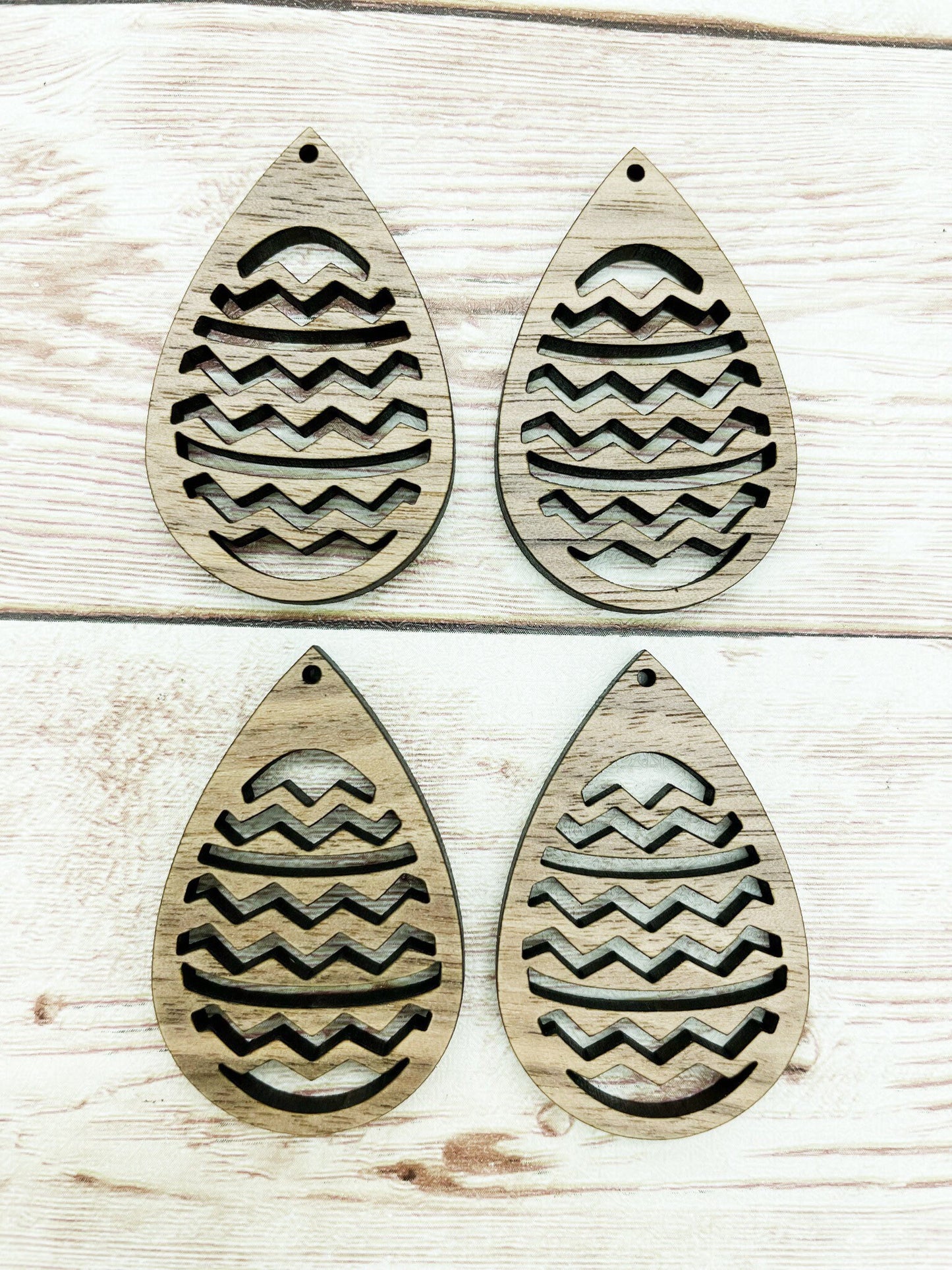 Wood Easter Egg Teardrop Earring Blanks, Finished Walnut Blank, DIY Jewelry Making