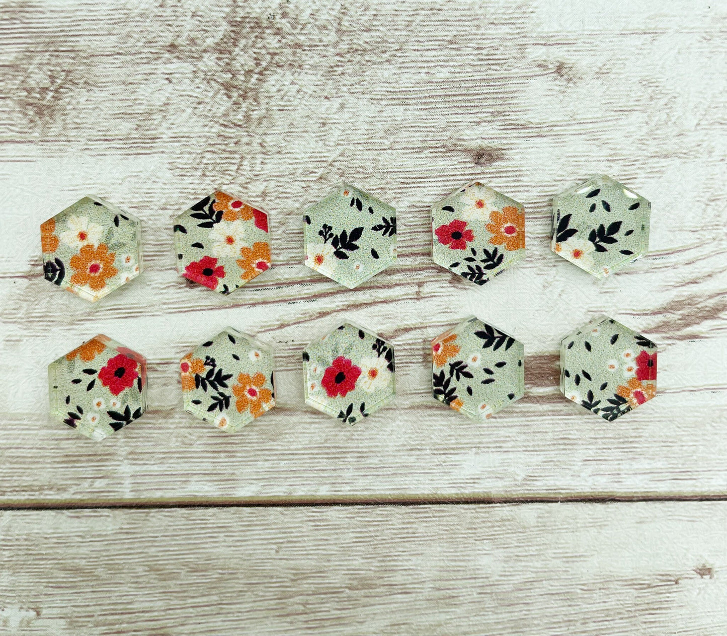 Grey Floral Acrylic Stud Earring Blanks Set of 5 Pair DIY Jewelry Making
