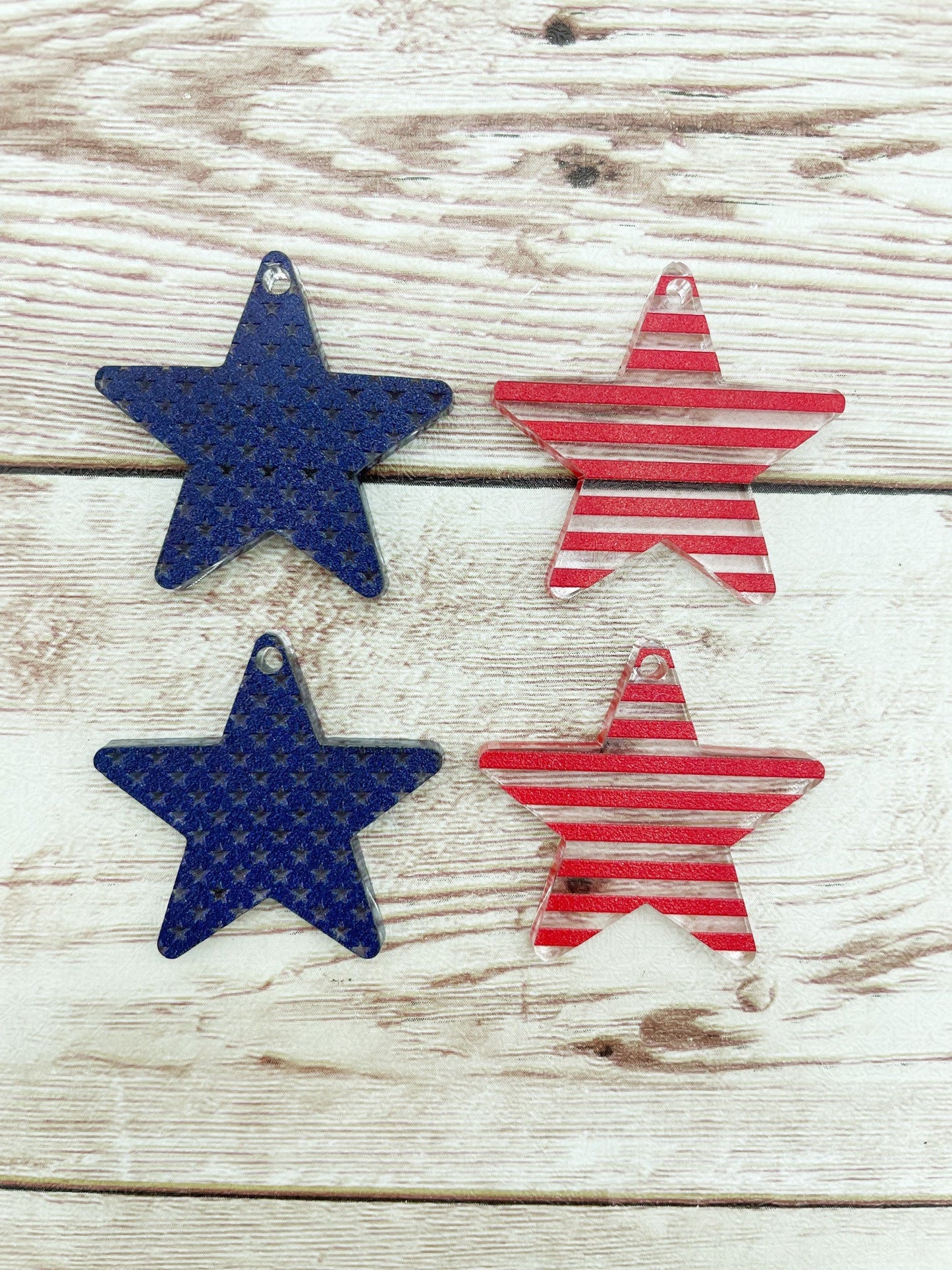 Patterned Stars and Stripes Star Acrylic Earring Blanks, DIY Jewelry Making
