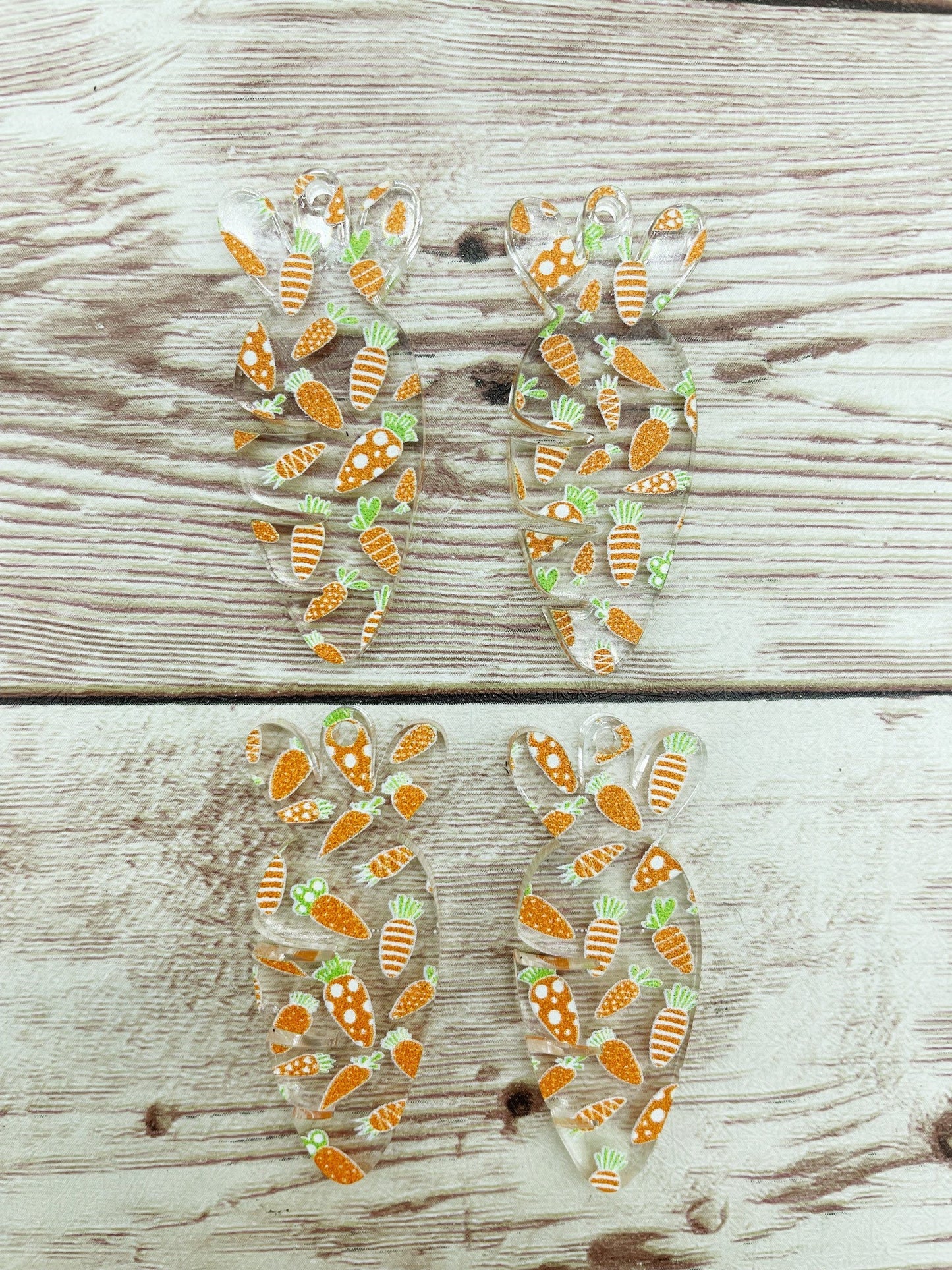 Carrot Shape Easter Print Acrylic Earring Blanks, DIY Jewelry Making