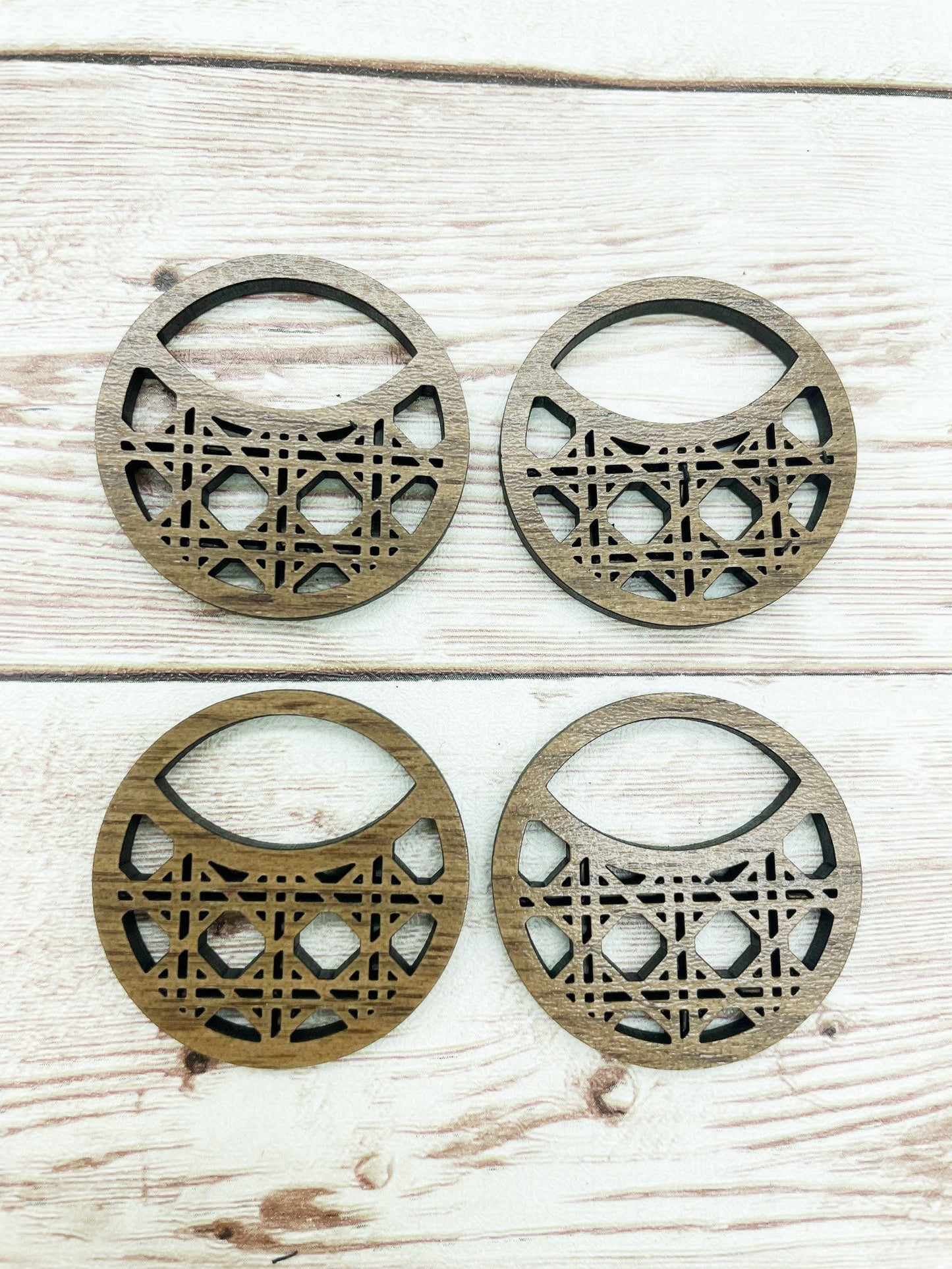 Wood Rattan Hoop Earring Blanks, Finished Walnut Blank, DIY Jewelry Making