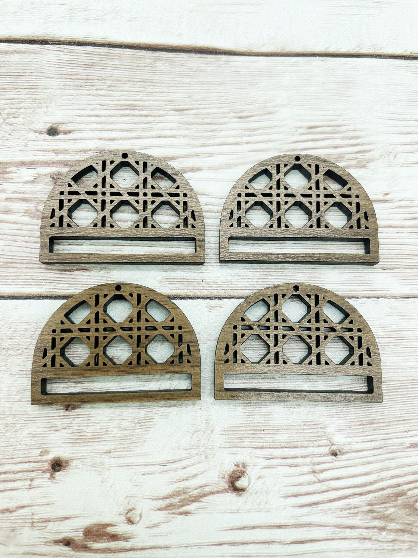 Wood Rattan Half Circle Macrame Earring Blanks, Finished Walnut Blank, DIY Jewelry Making