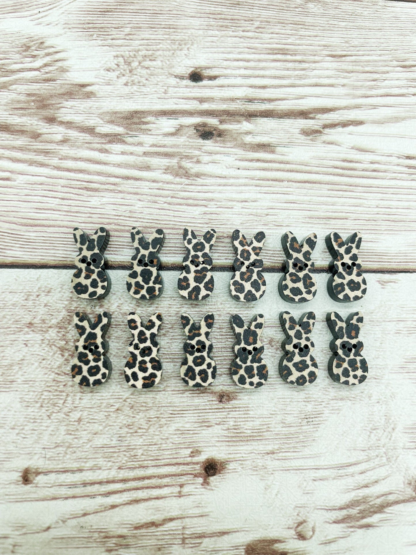 Acrylic Leopard Print Marshmallow Bunny Stud Set of 6, Easter, Earring Blanks, DIY Jewelry Making