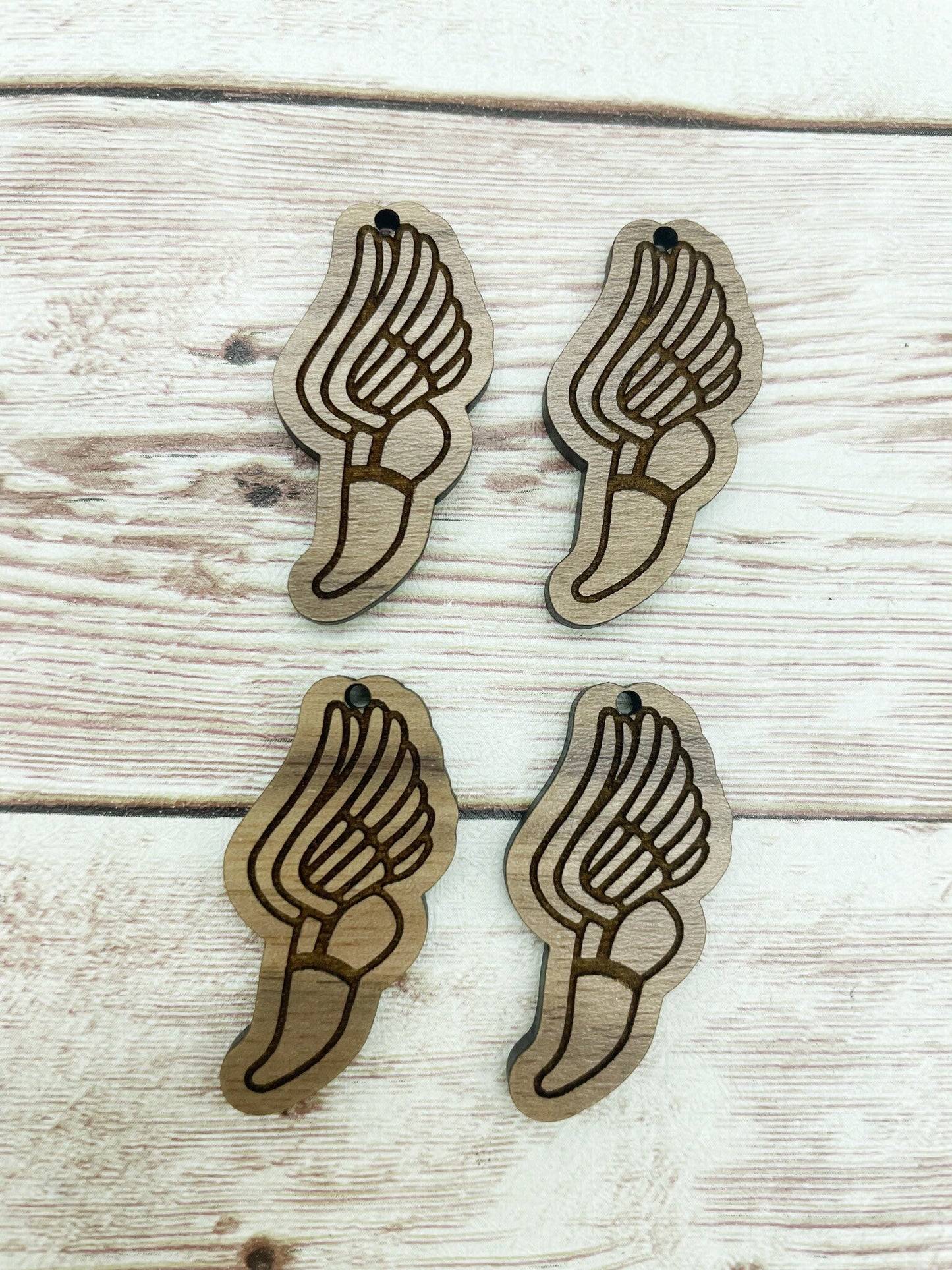 Wood Engraved Track Shoe Earring Blanks, Finished Walnut Blank, DIY Jewelry Making