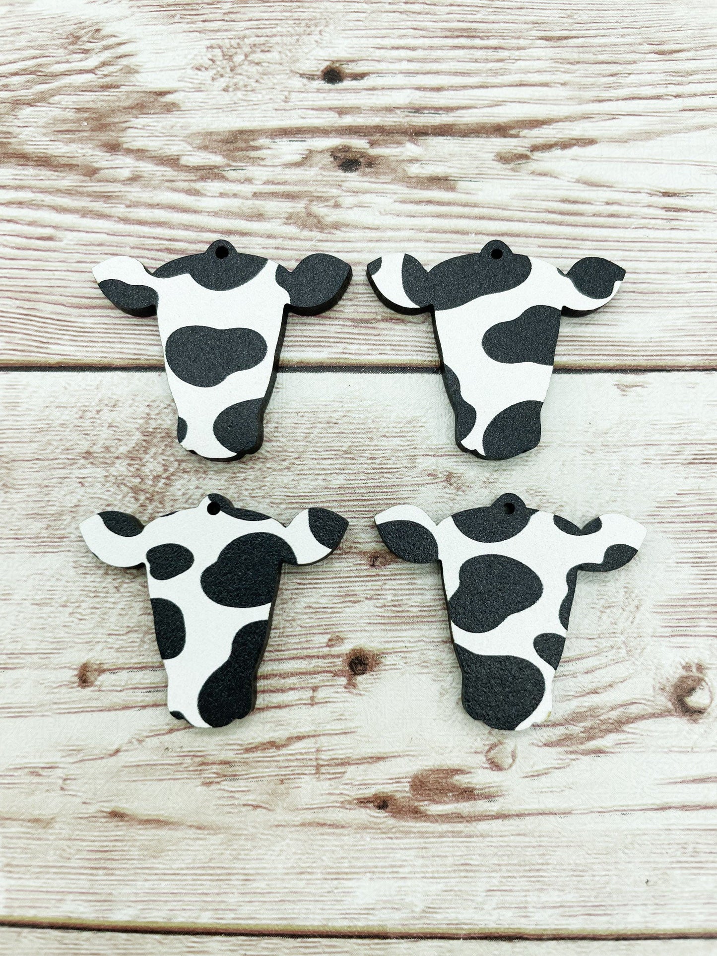 Patterned Wood Cow Head Earring Blanks, DIY Jewelry Making