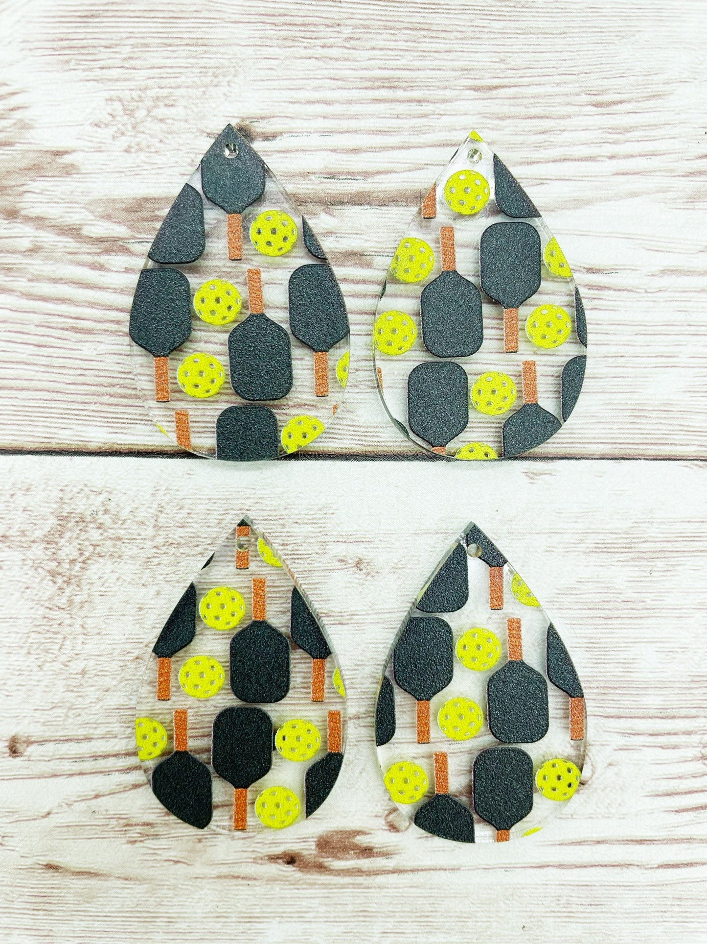 Patterned Pickleball Acrylic Teardrop Earring Blanks, DIY Jewelry Making