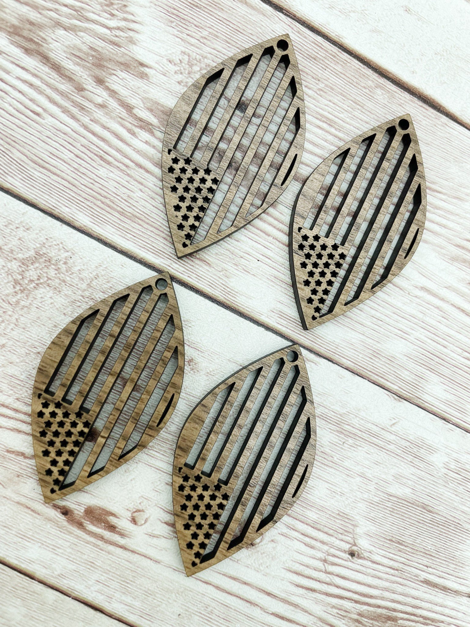 Wood Teardrop Flag Earring Blanks, Finished Walnut Blank, DIY Jewelry Making