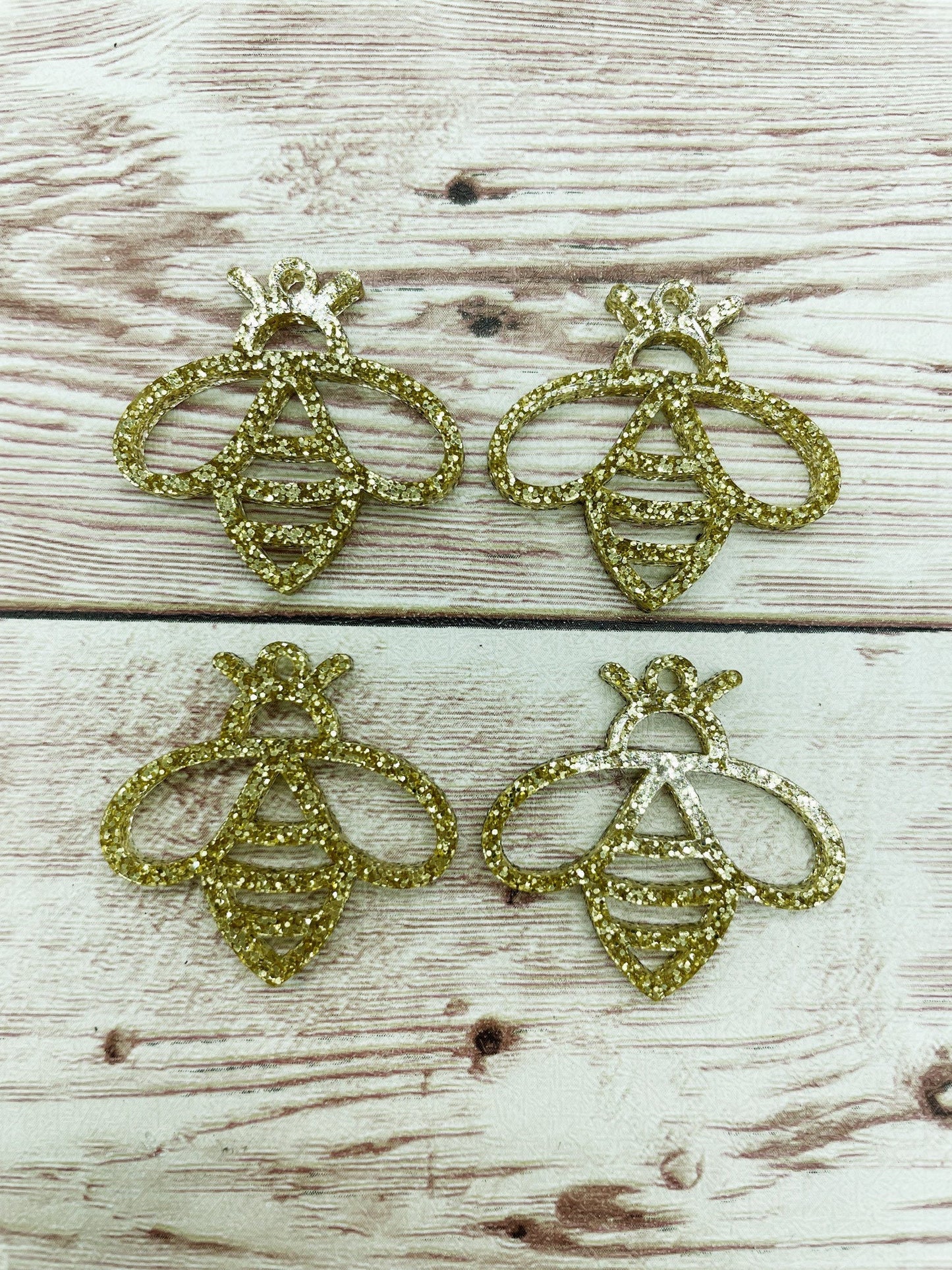 Gold Glitter Bee Acrylic Earring Blanks, DIY Jewelry Making