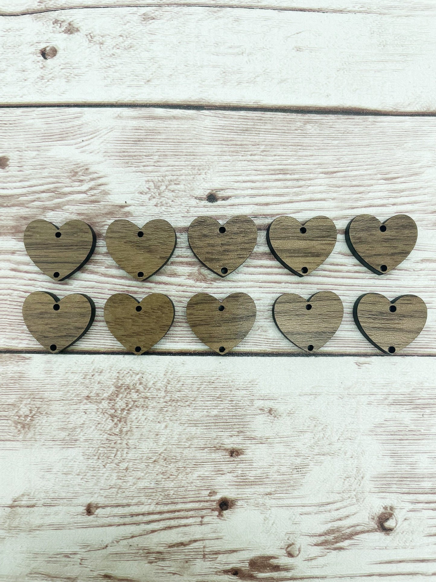 Finished Walnut Heart Connectors Earring Blanks Set of 5 Pair DIY Jewelry Making