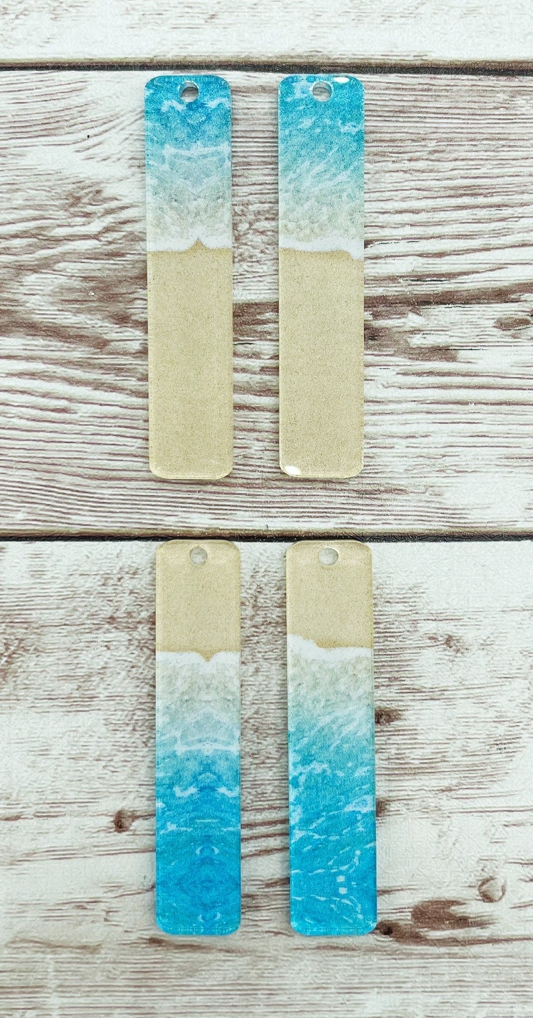 Patterned Beach Waves Sand Acrylic Bar Earring Blanks, DIY Jewelry Making