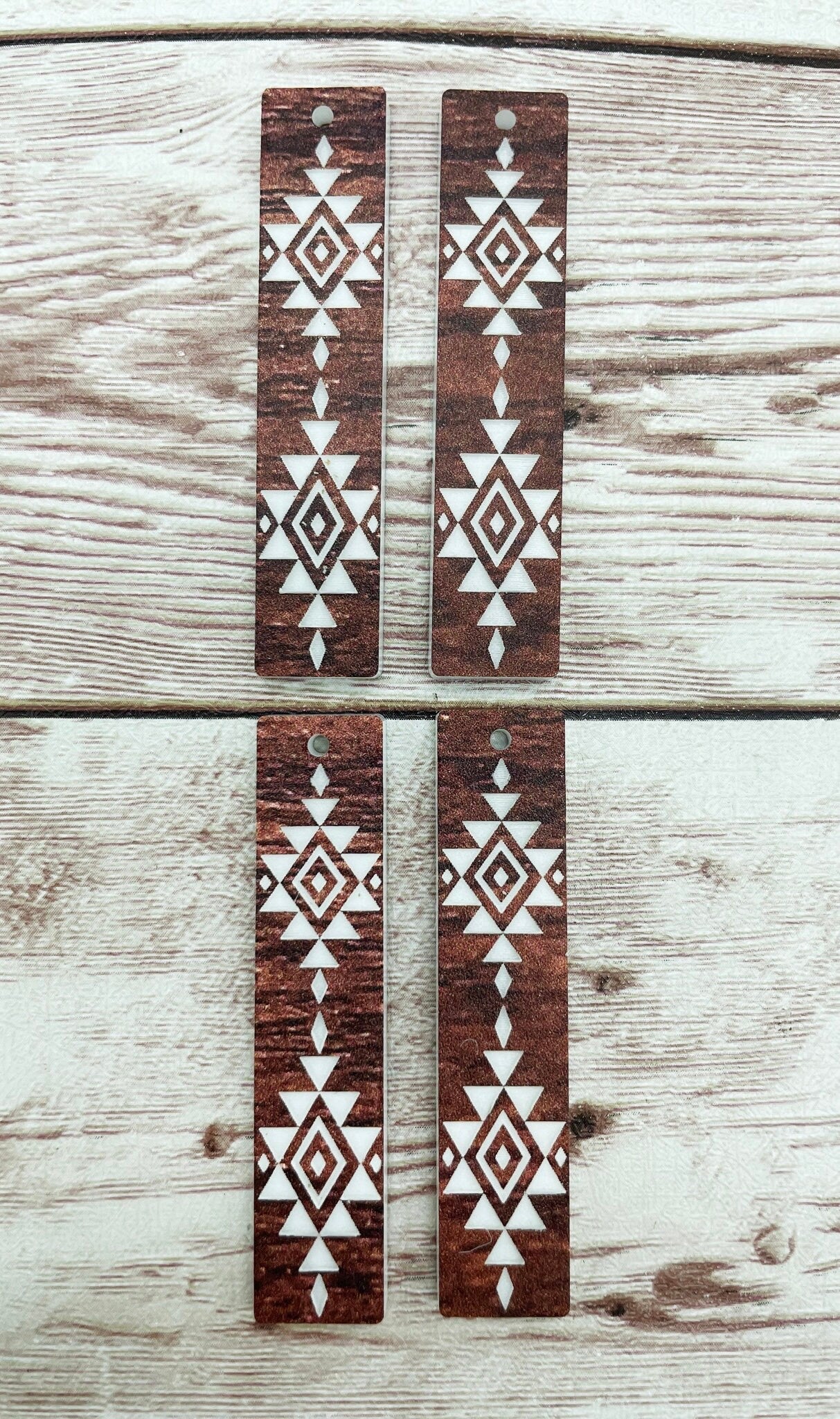 Aztec Tribal Engraved Acrylic Bar Earring Blanks, DIY Jewelry Making