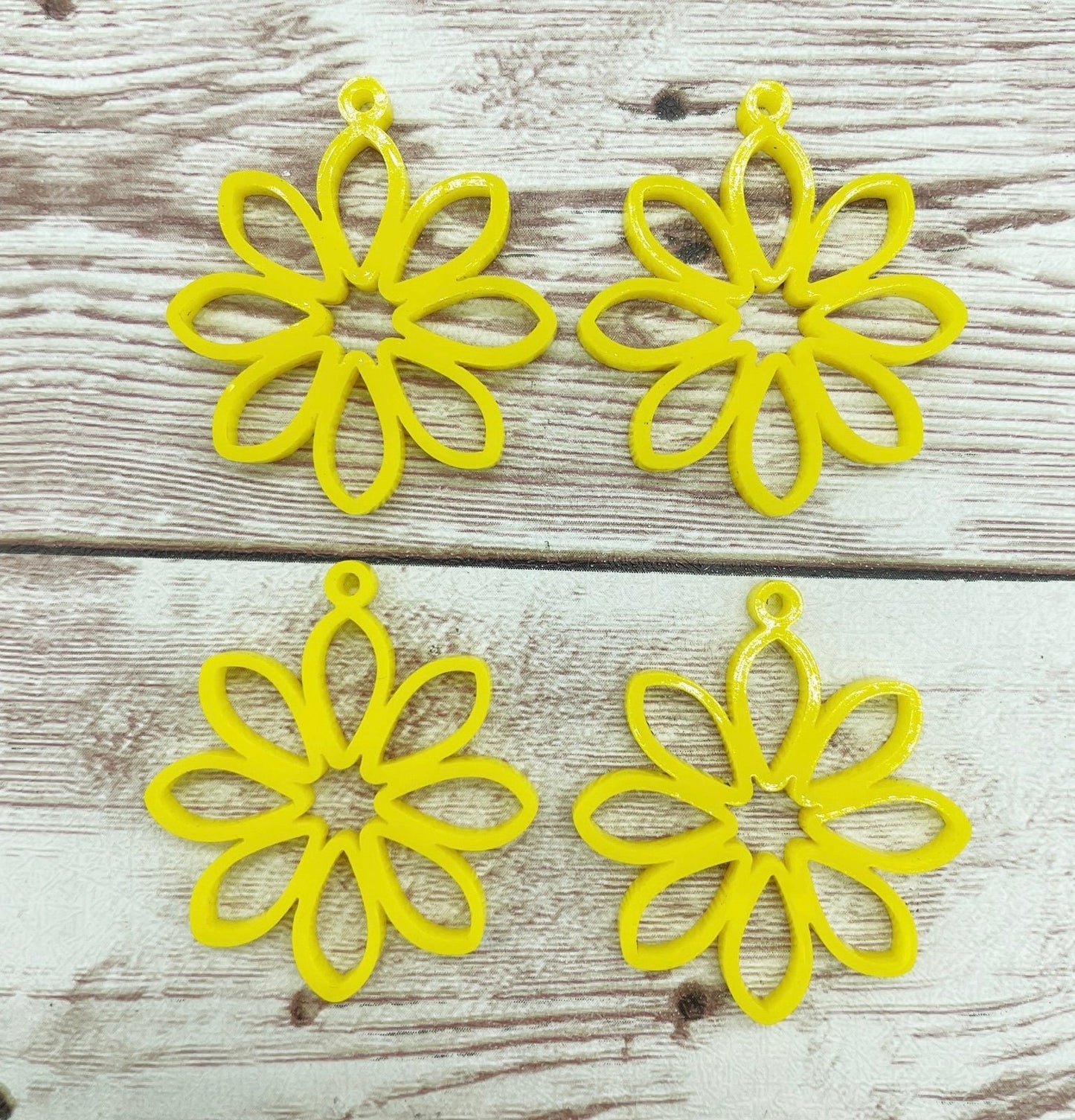 Yellow Flower Acrylic Earring Blanks, DIY Jewelry Making