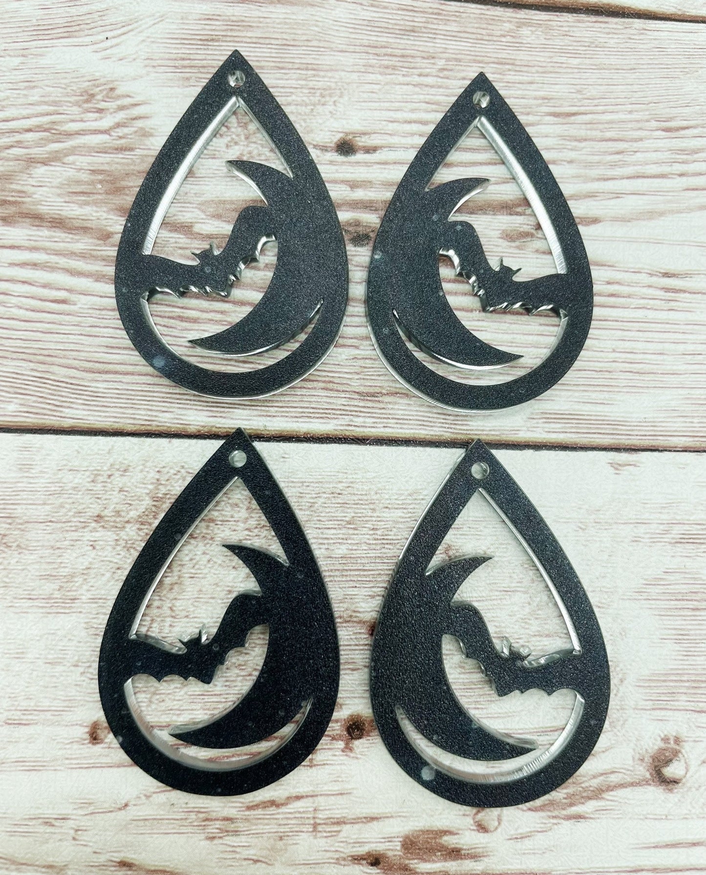 Halloween Bat Moon Black Print Acrylic Teardrop Earring Blanks, DIY Jewelry Making
