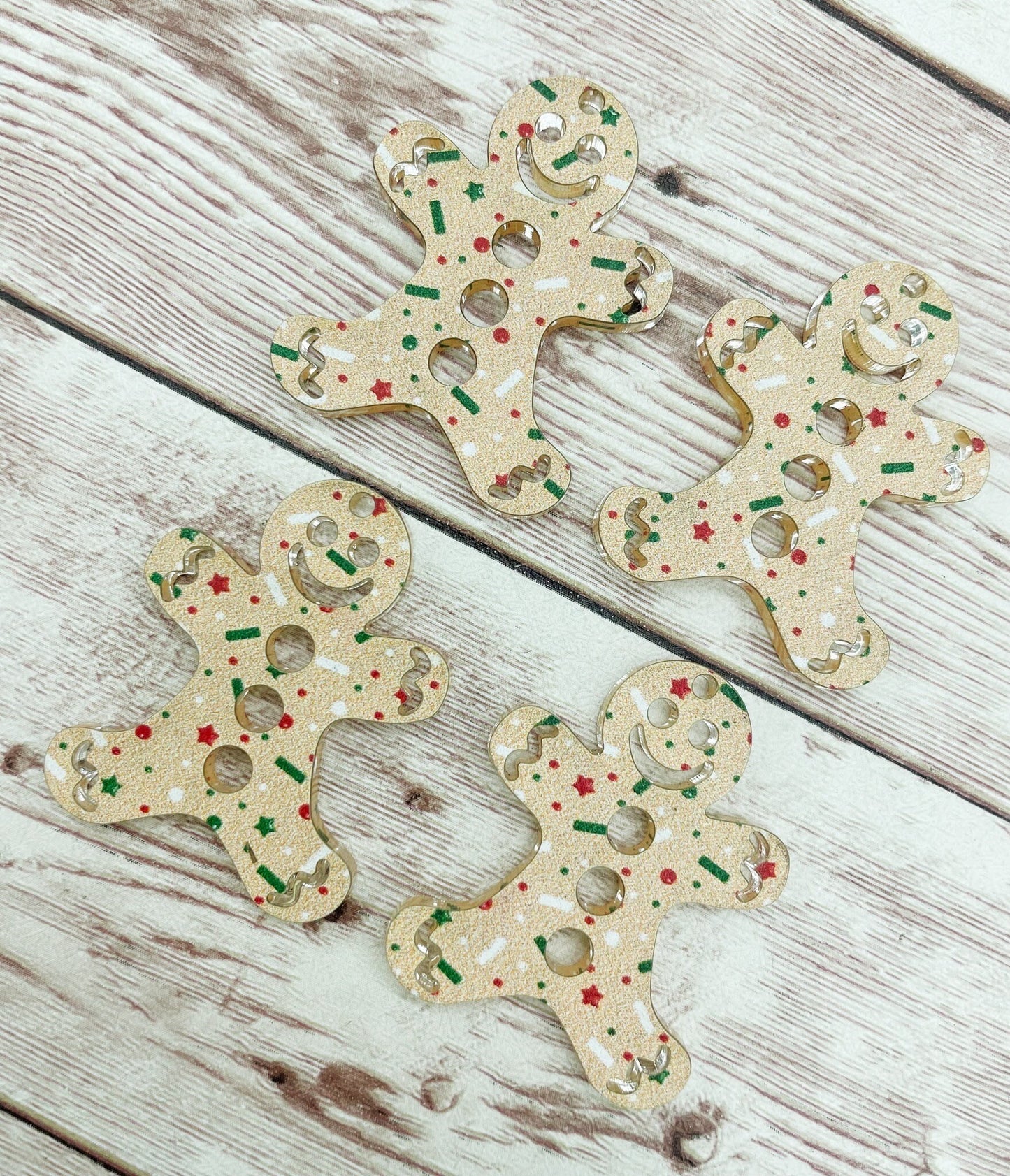 Patterned Gingerbread Man Christmas Acrylic Earring Blanks, DIY Jewelry Making