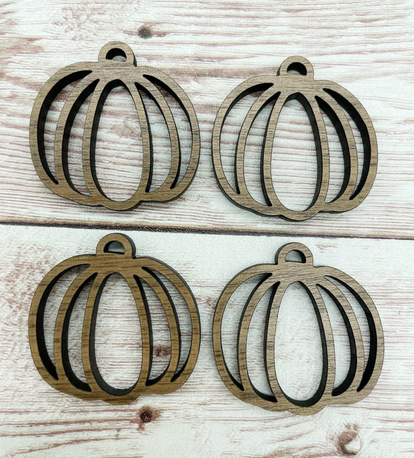 Wood Pumpkin Cutout Acrylic Earring Blanks, Finished Walnut, DIY Jewelry Making