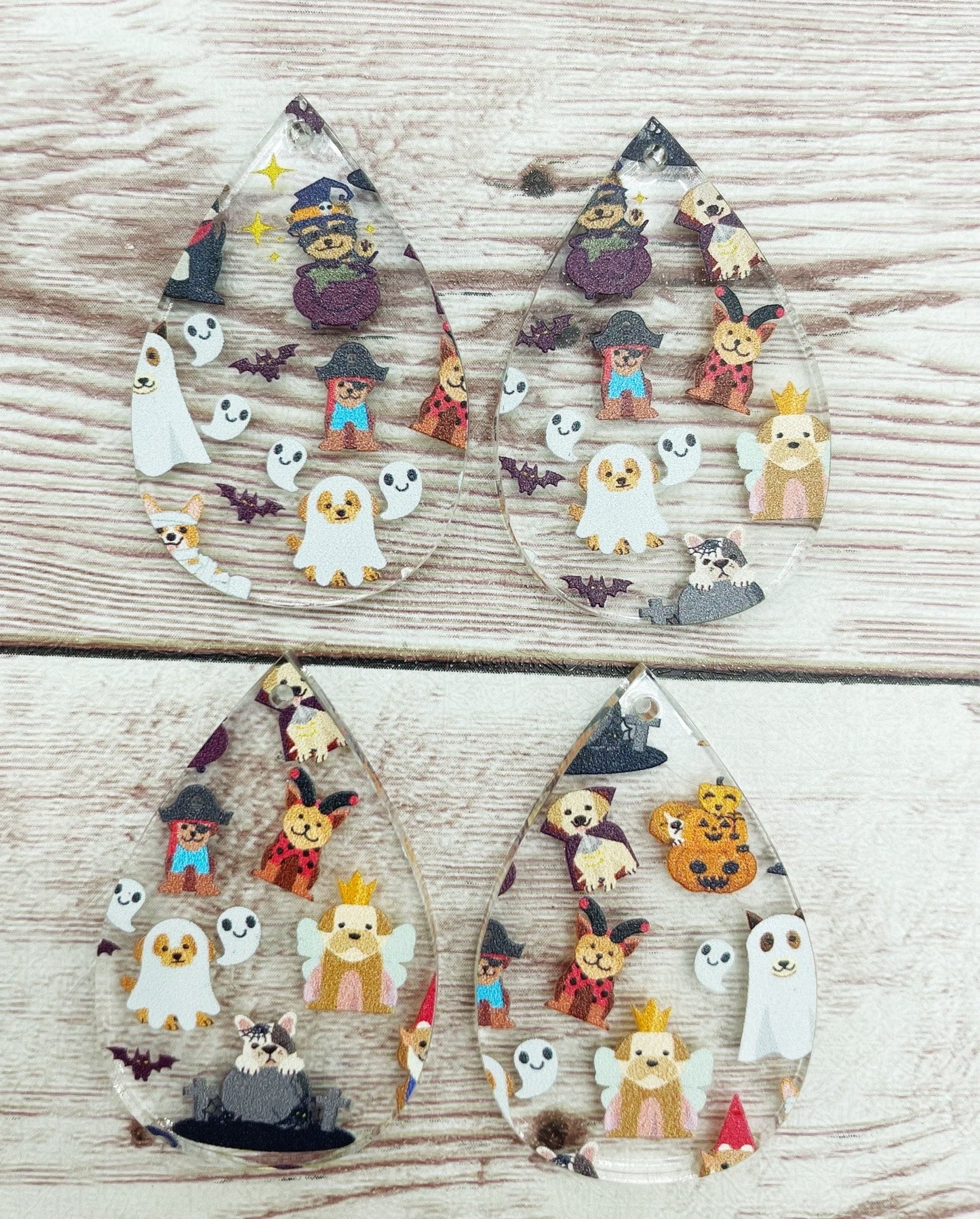 Halloween Dog Costume Acrylic Teardrop Earring Blanks, DIY Jewelry Making