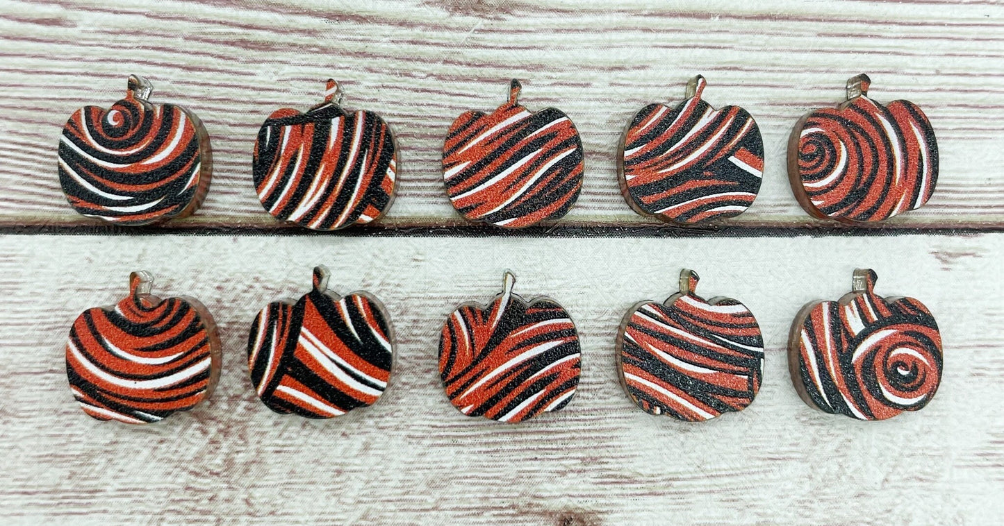 Swirl Acrylic Pumpkin Stud Earring Blanks Set of 5 Pair DIY Jewelry Making