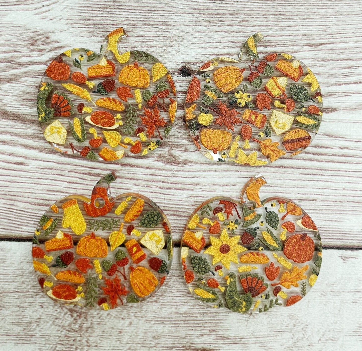 Thanksgiving Fall Print Acrylic Pumpkin Earring Blanks, DIY Jewelry Making