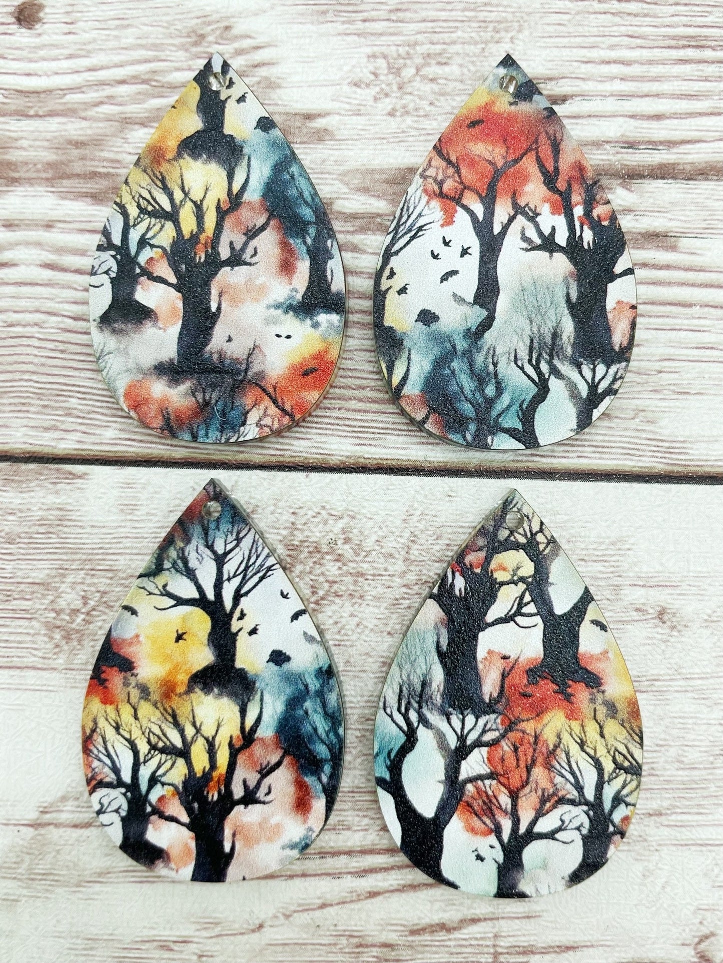 Halloween Spooky Forest Acrylic Teardrop Earring Blanks, DIY Jewelry Making
