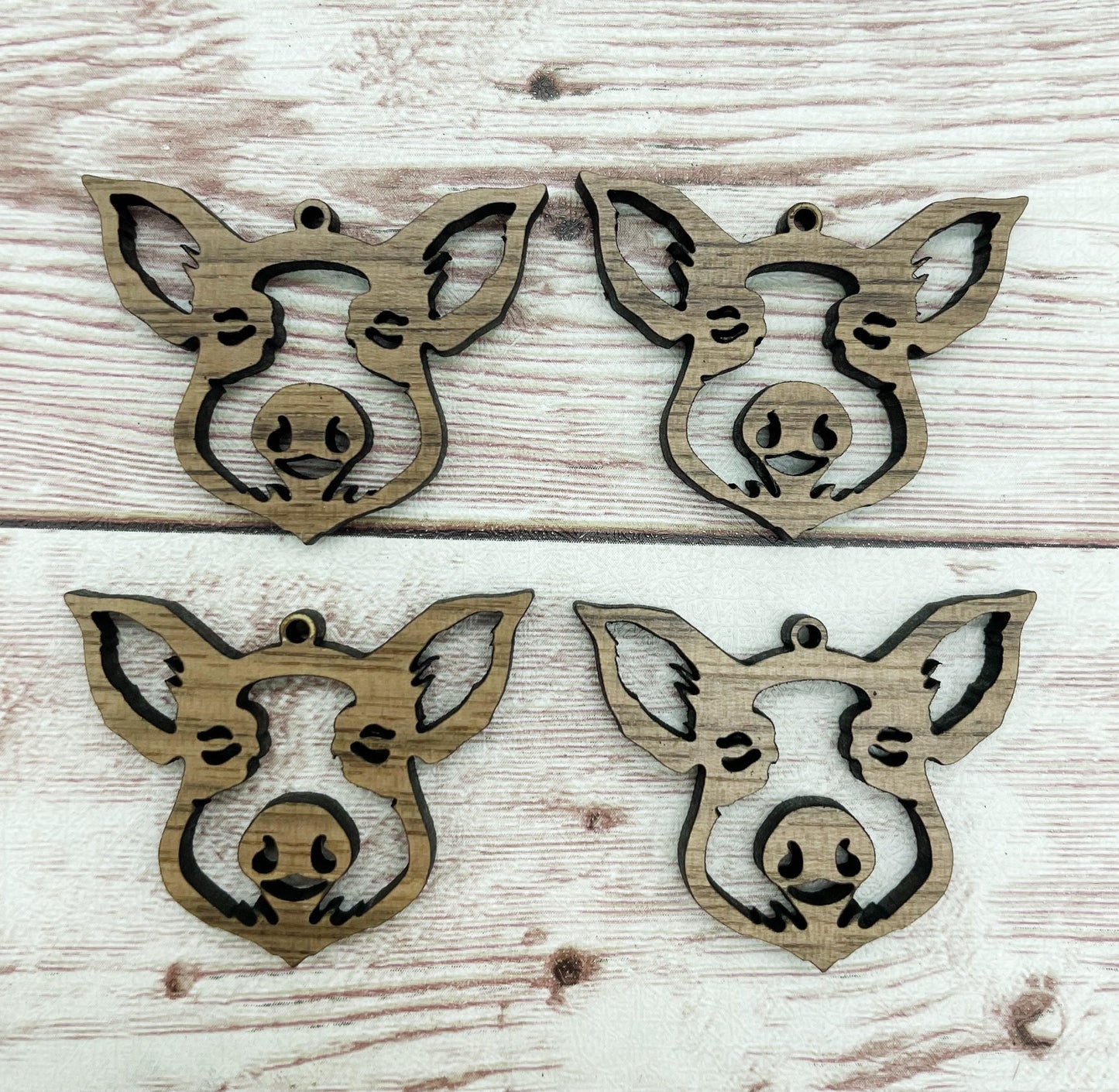 Wood Pig Farm Earring Blanks, Finished Walnut Blank, DIY Jewelry Making