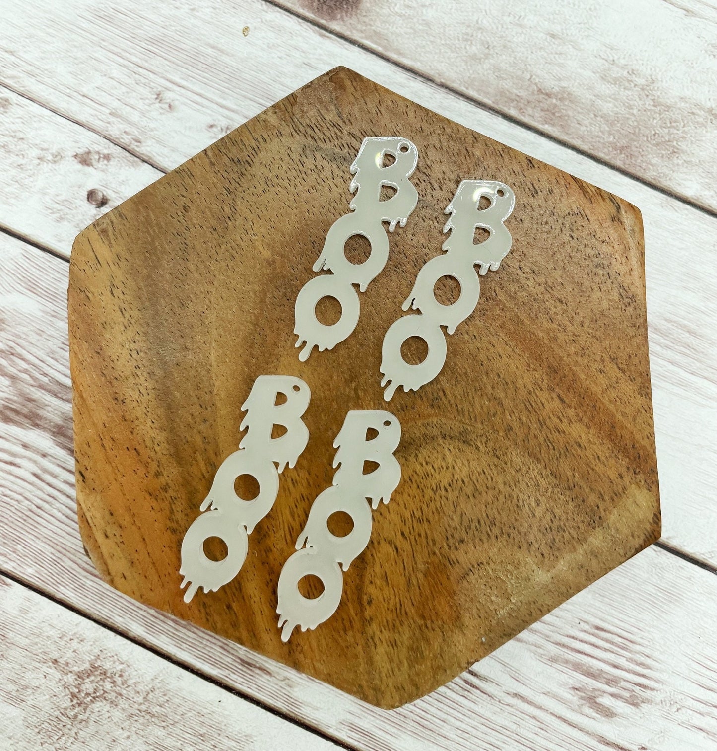 Glow in the Dark Boo Halloween Acrylic Earring Blanks, DIY Jewelry Making