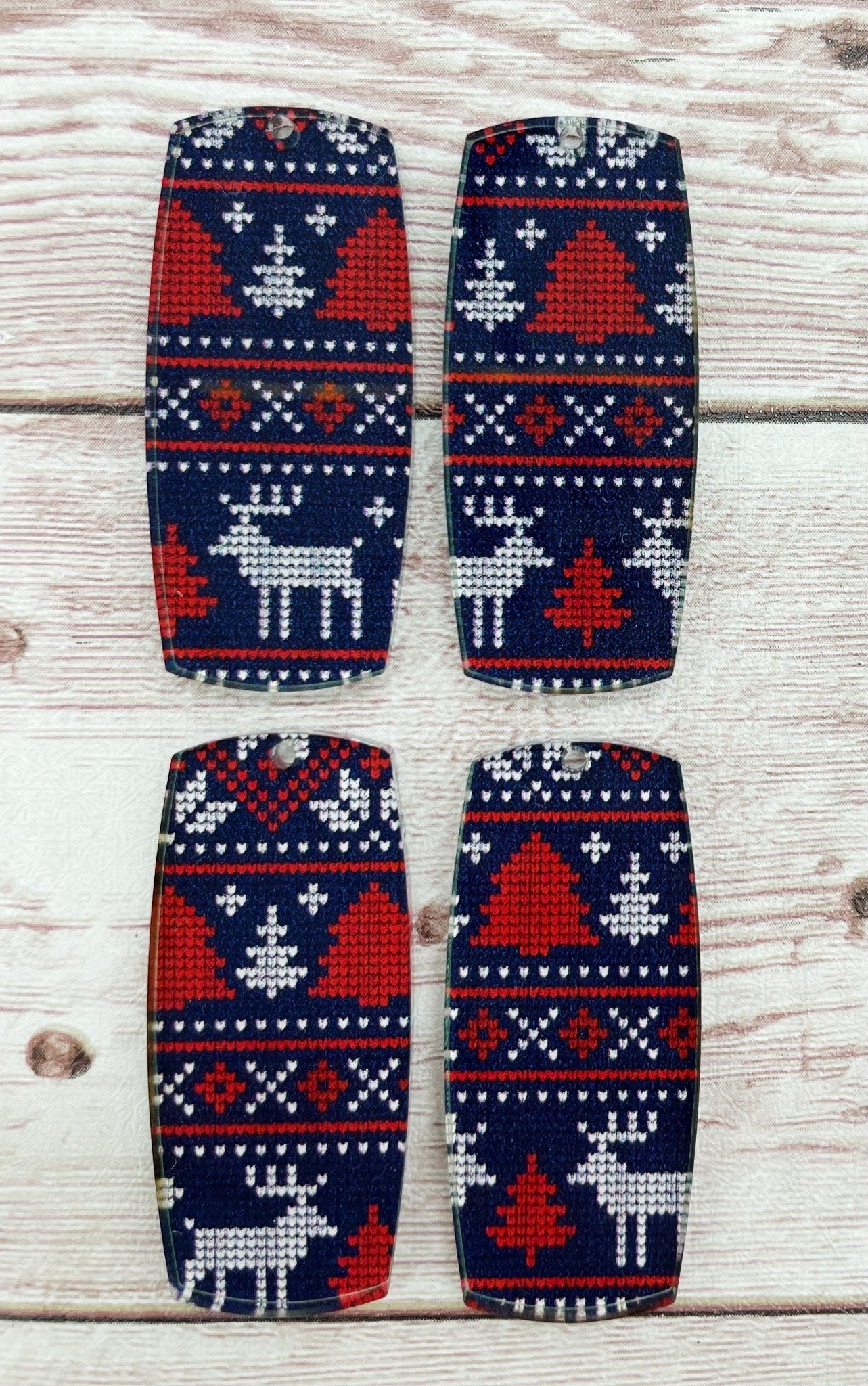 Christmas Sweater Print Bar Acrylic Earring Blanks, DIY Jewelry Making