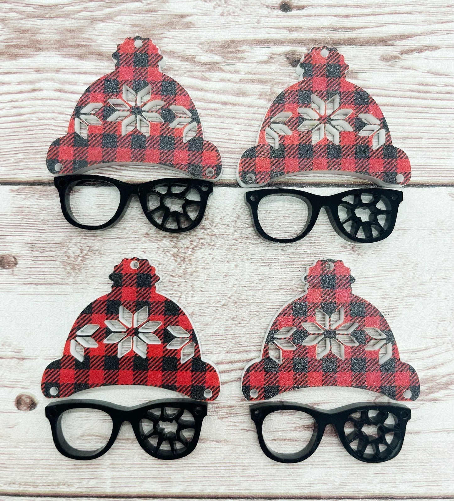 Plaid Christmas Broken Glasses Acrylic Earring Blanks, DIY Jewelry Making