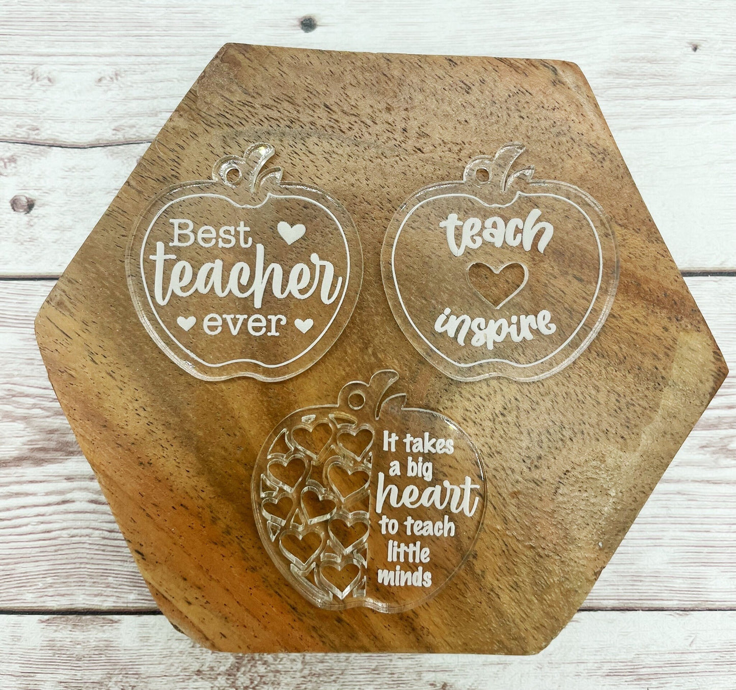Teacher Educator Engraved Acrylic Keychain Blanks Set of 3