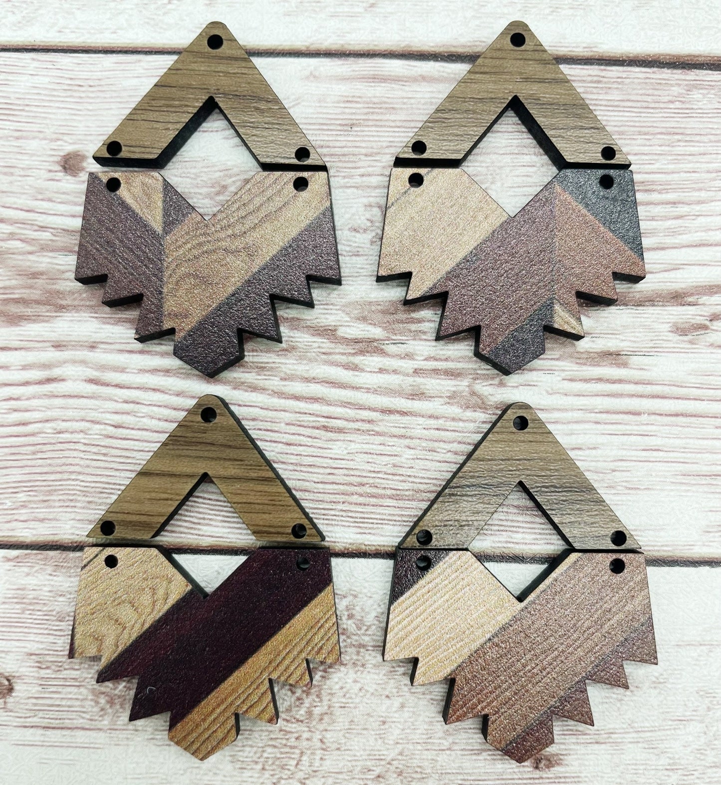 Herringbone Patterned Wood and Wood Earring Blanks, DIY Jewelry Making