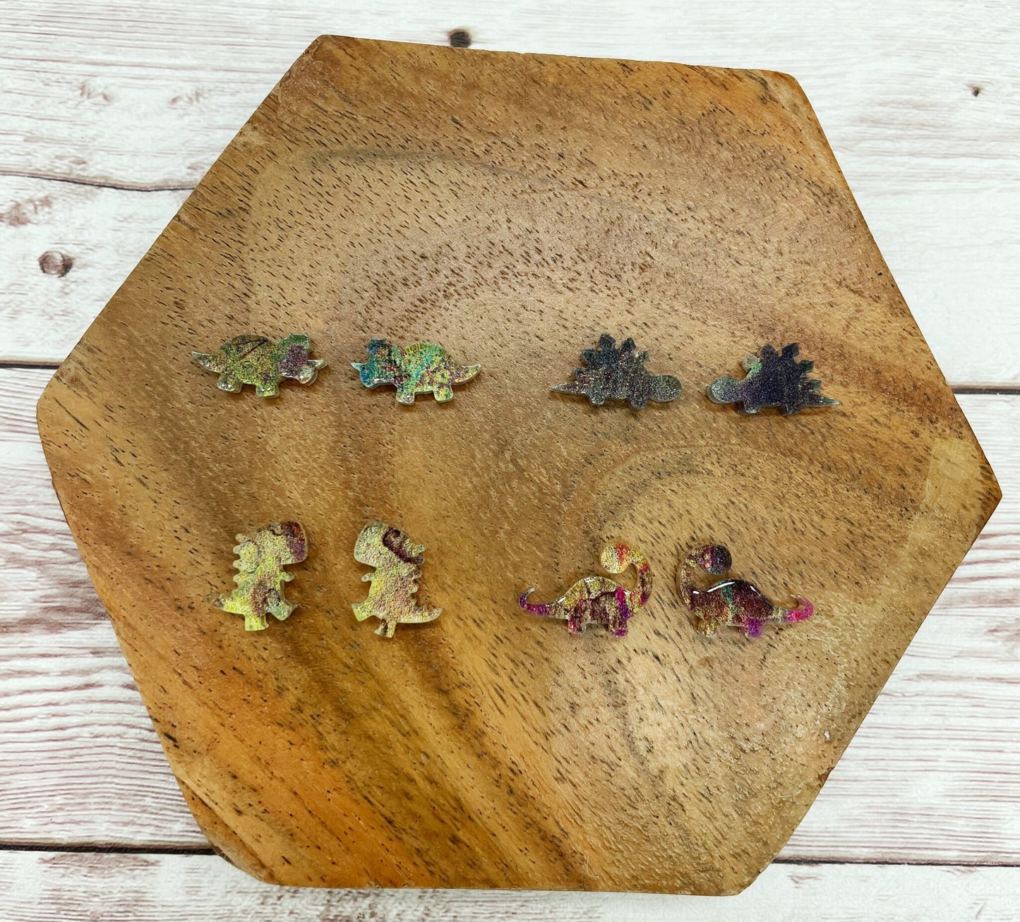 Dinosaur Dino Stud Earring Blanks Set of 4 Pair DIY Jewelry Making
