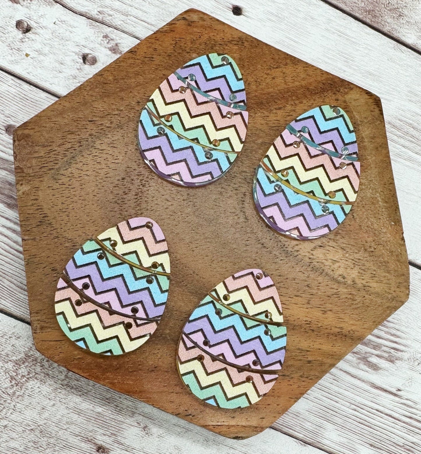 Pastel Chevron Easter Egg Trio Earring Blanks, DIY Jewelry Making