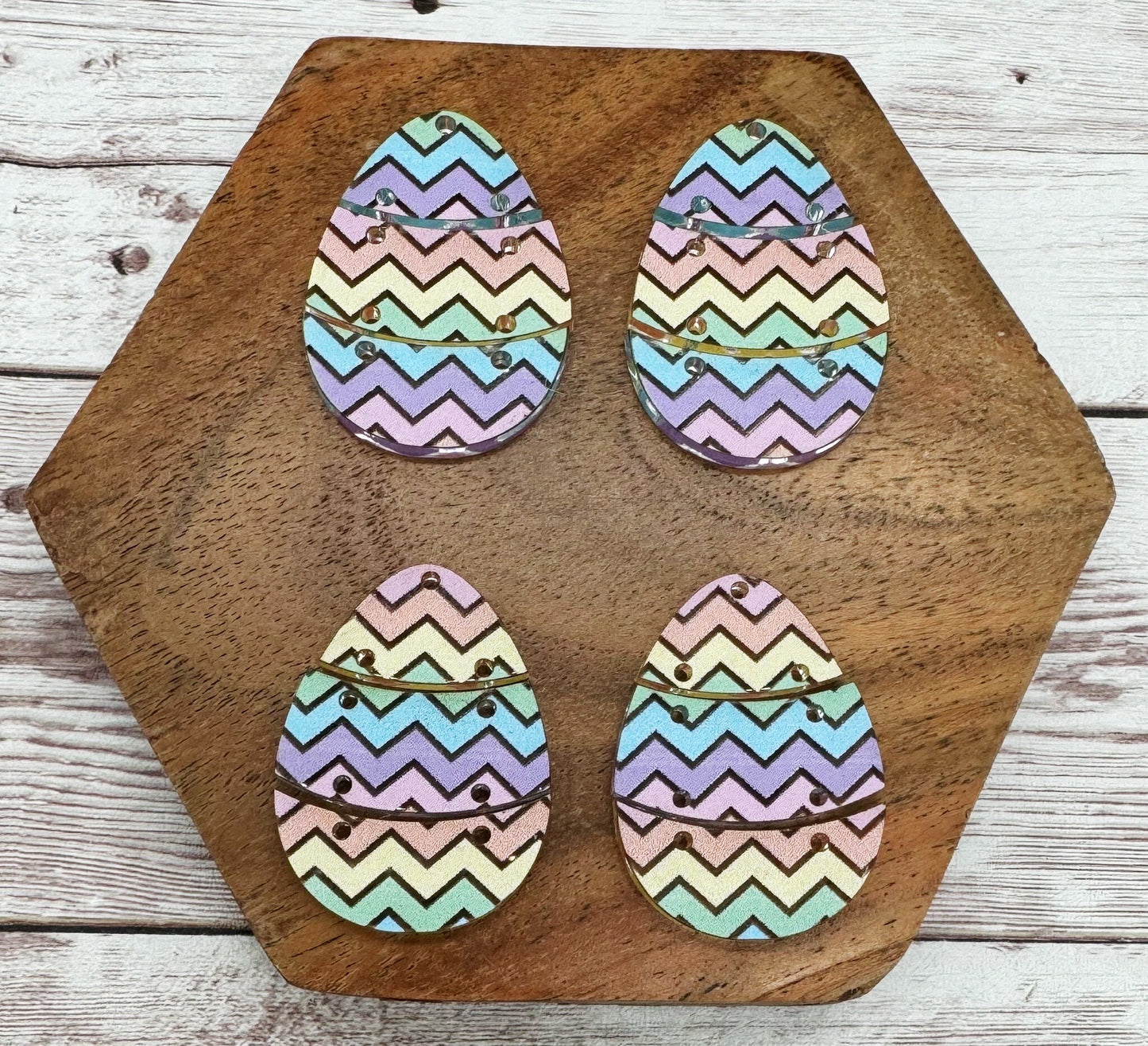 Pastel Chevron Easter Egg Trio Earring Blanks, DIY Jewelry Making