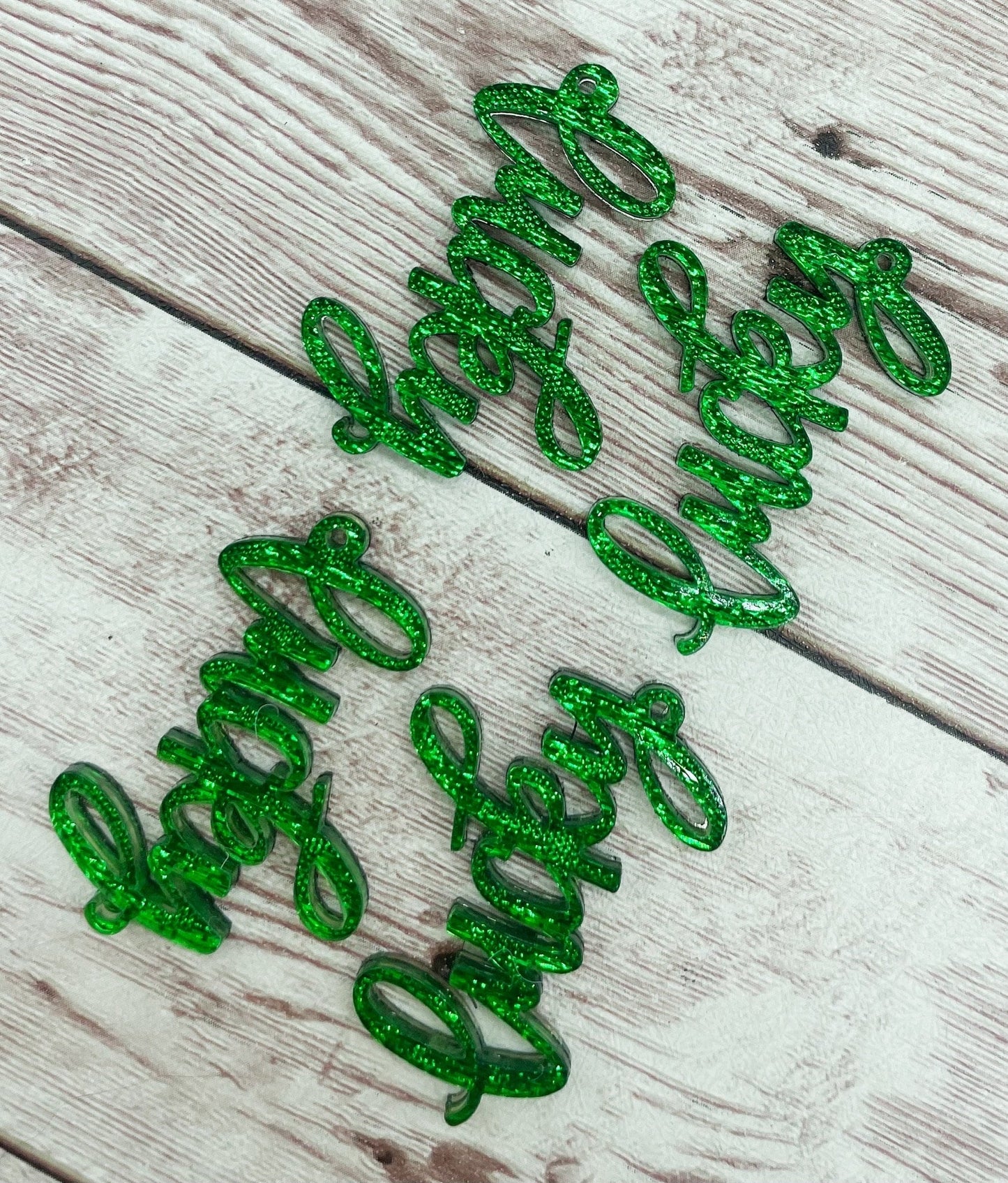 Green White Glitter Dot Shamrock St. Patrick’s Day Gnome Acrylic Earring Blanks, DIY Jewelry Making